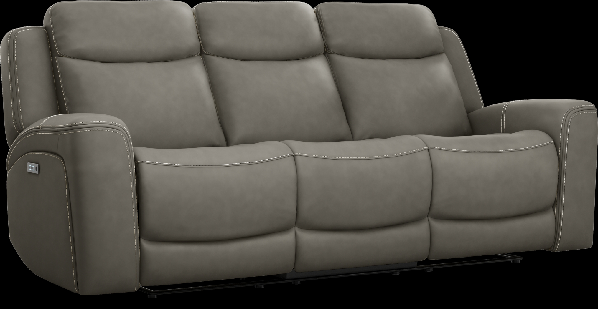 Davidson Dark Gray Leather Dual Power Reclining Sofa - Thumbnail - Image 3