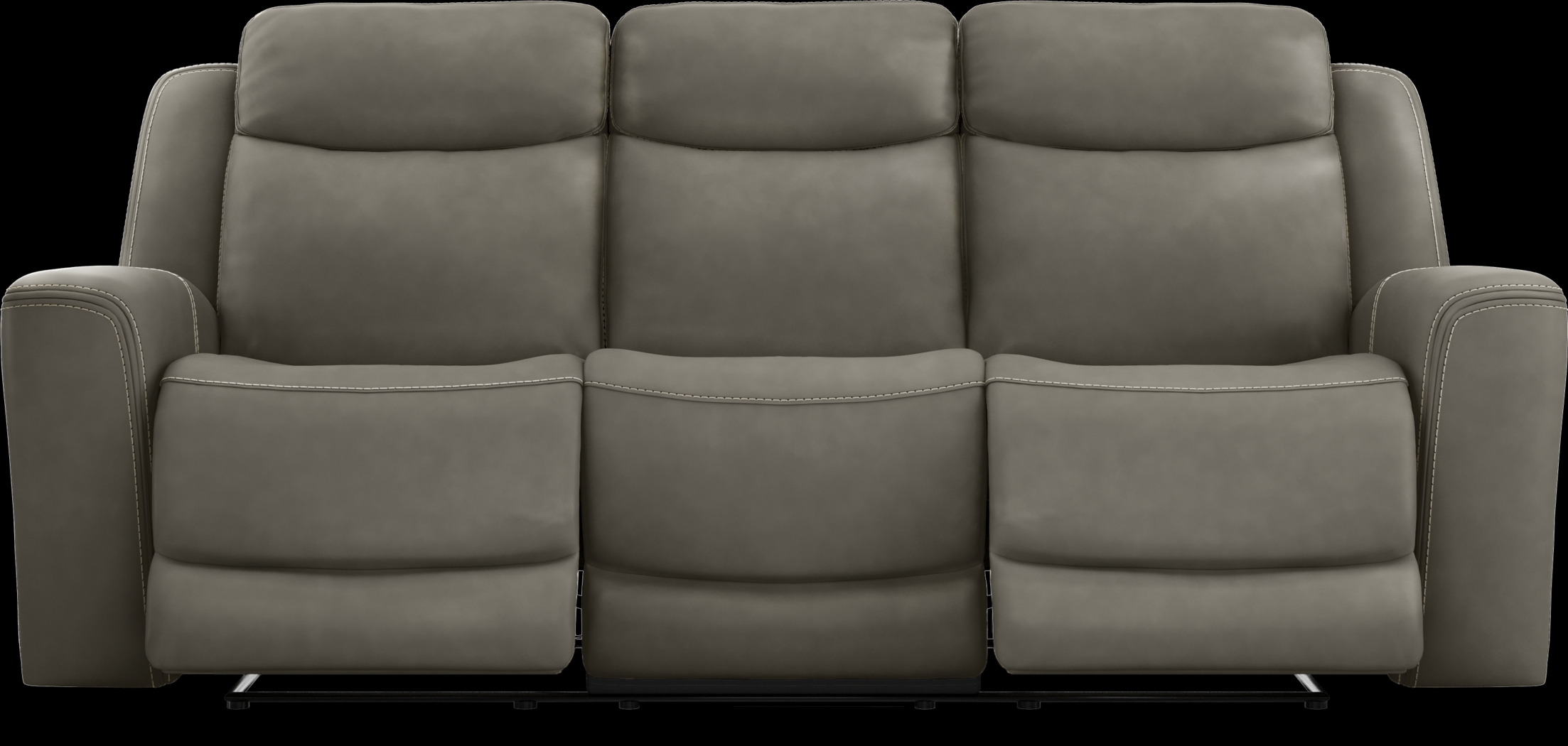 Davidson Dark Gray Leather Dual Power Reclining Sofa - Thumbnail - Image 1