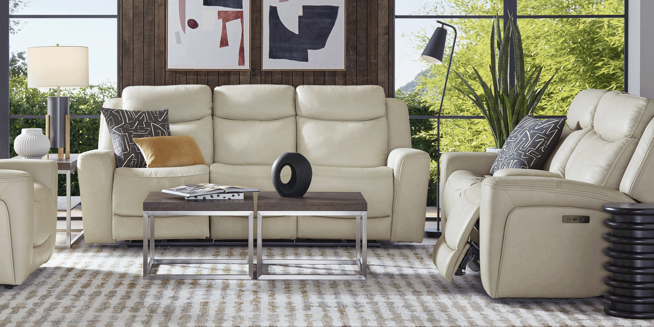 Davidson Platinum Leather 6 Pc Dual Power Reclining Living Room - Thumbnail - Image 2