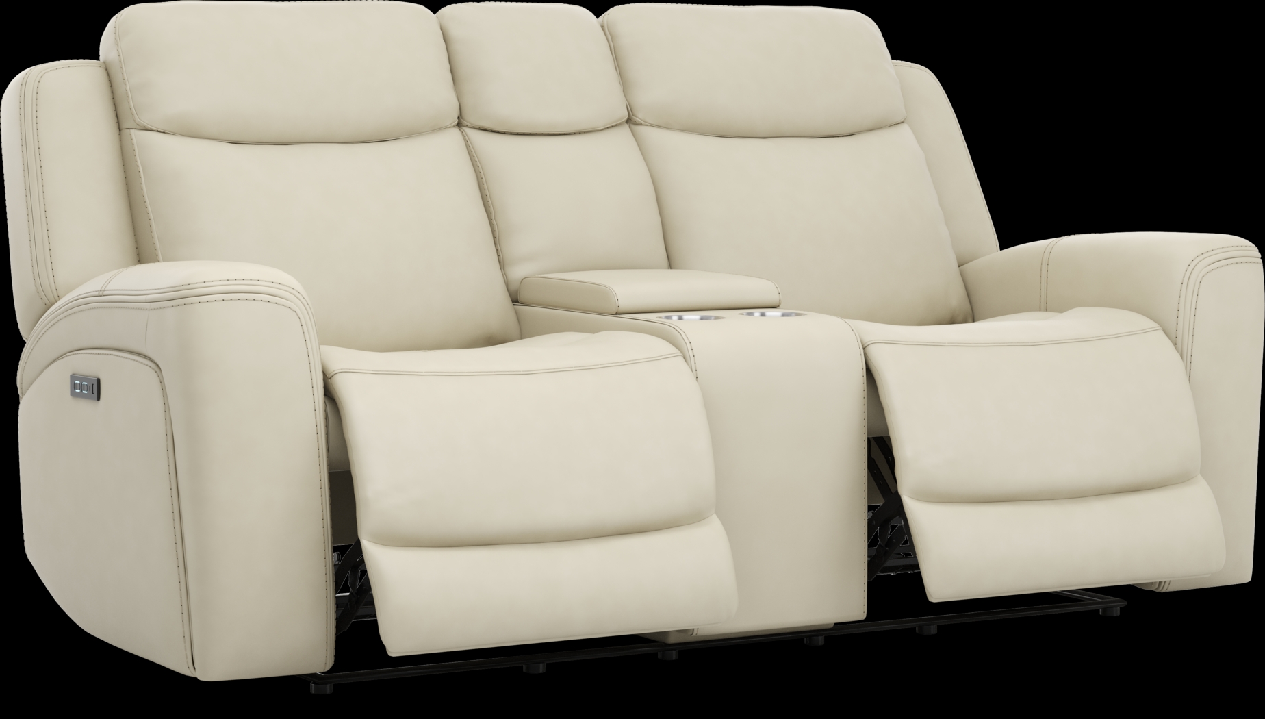 Davidson Platinum Leather Dual Power Reclining Console Loveseat - Thumbnail - Image 2