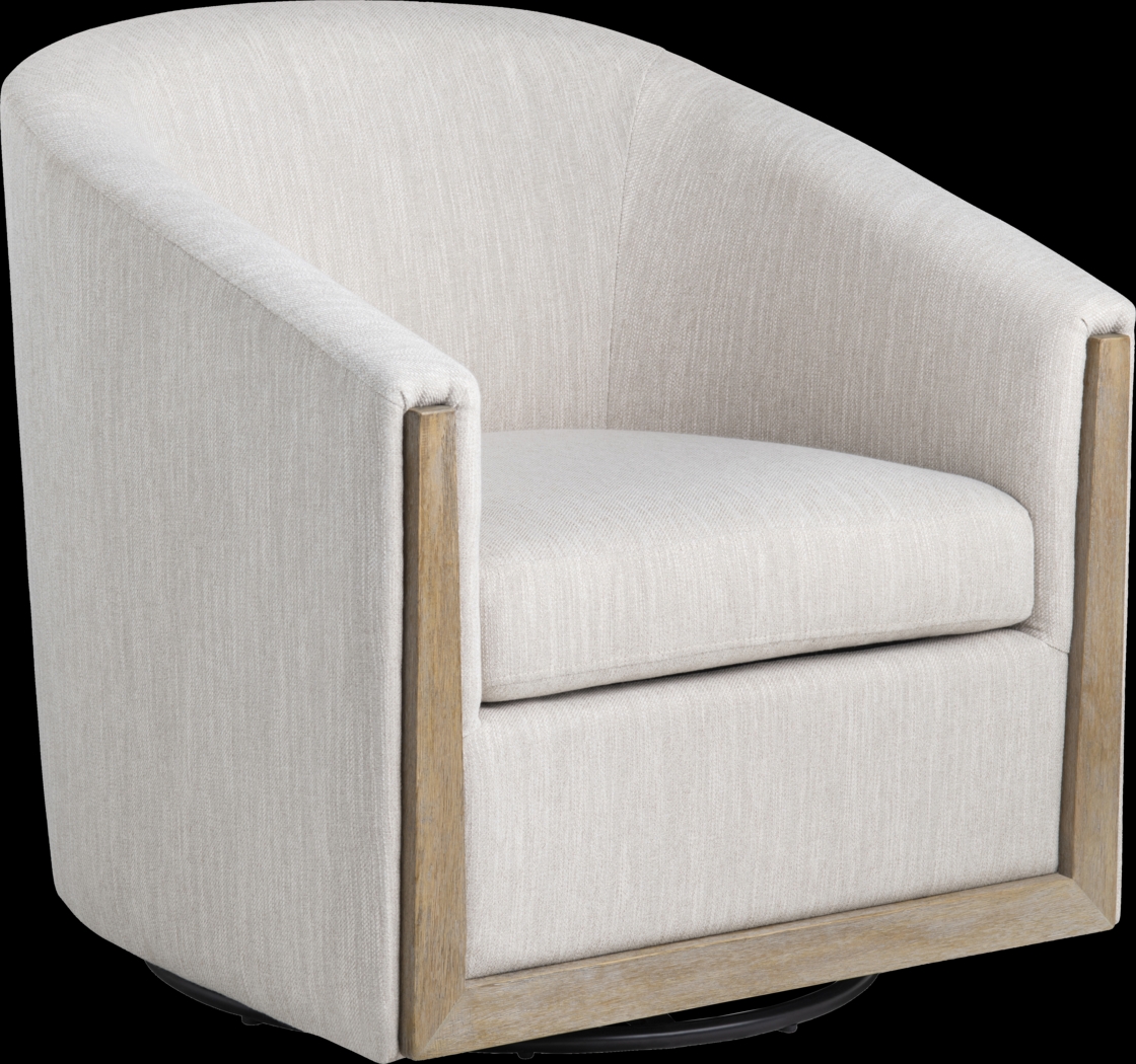 Davies Beige Swivel Accent Chair - Thumbnail - Image 1