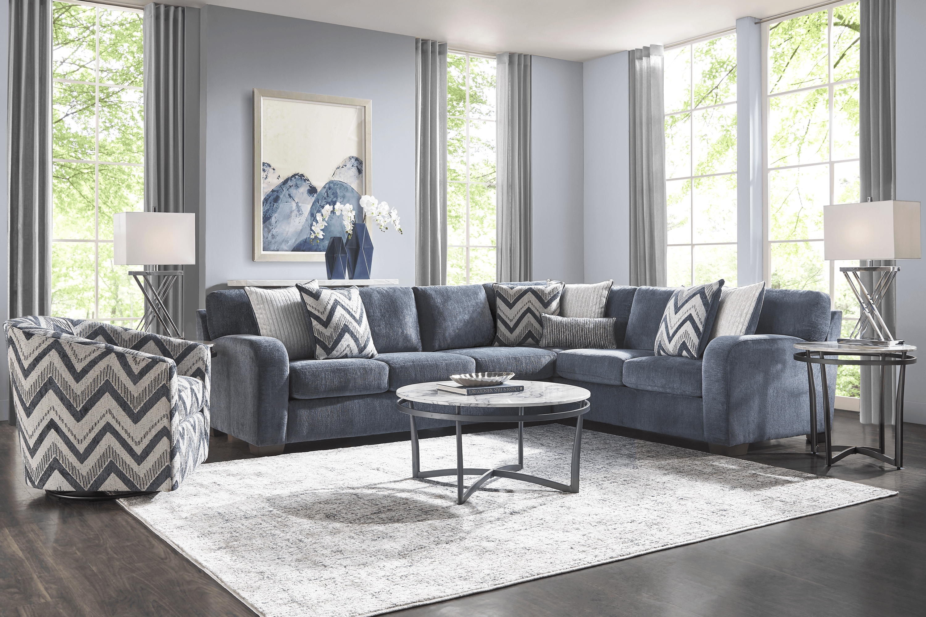 Davilla Blue 2 Pc Sectional - Thumbnail - Image 2