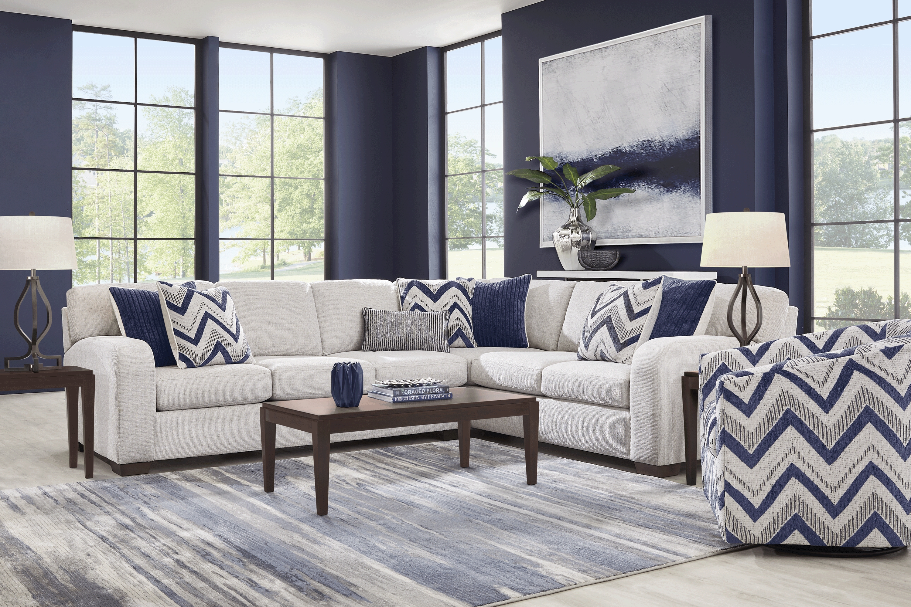 Davilla Platinum 5 Pc Sectional Living Room - Thumbnail - Image 1