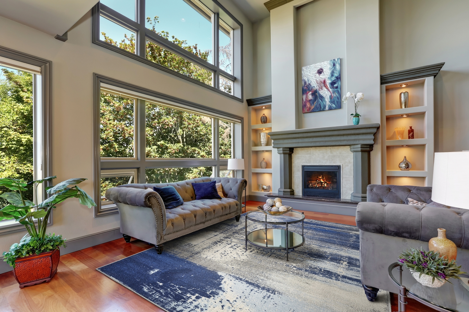 Davine Blue 6'7 x 9'6 Rug - Thumbnail - Image 2