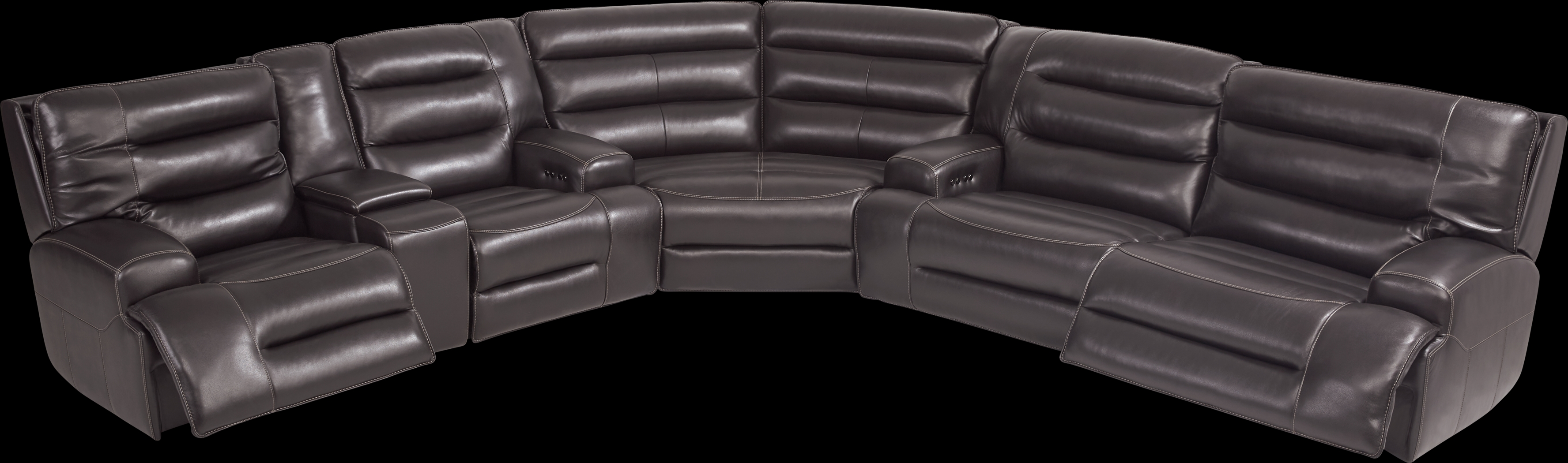 Davoli Black Leather 3 Pc Dual Power Reclining Sectional - Thumbnail - Image 3