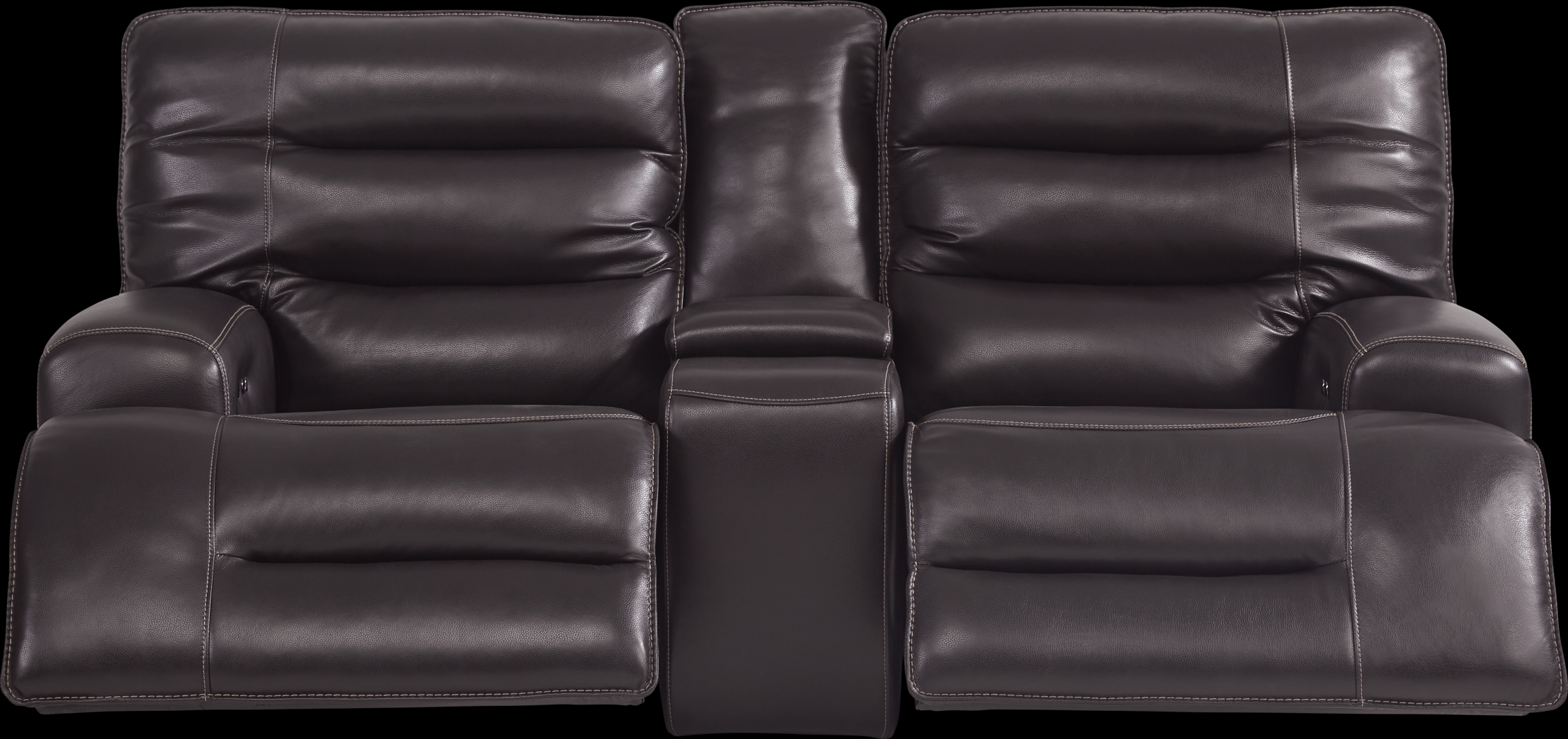Davoli Black Leather Dual Power Reclining Loveseat - Thumbnail - Image 2