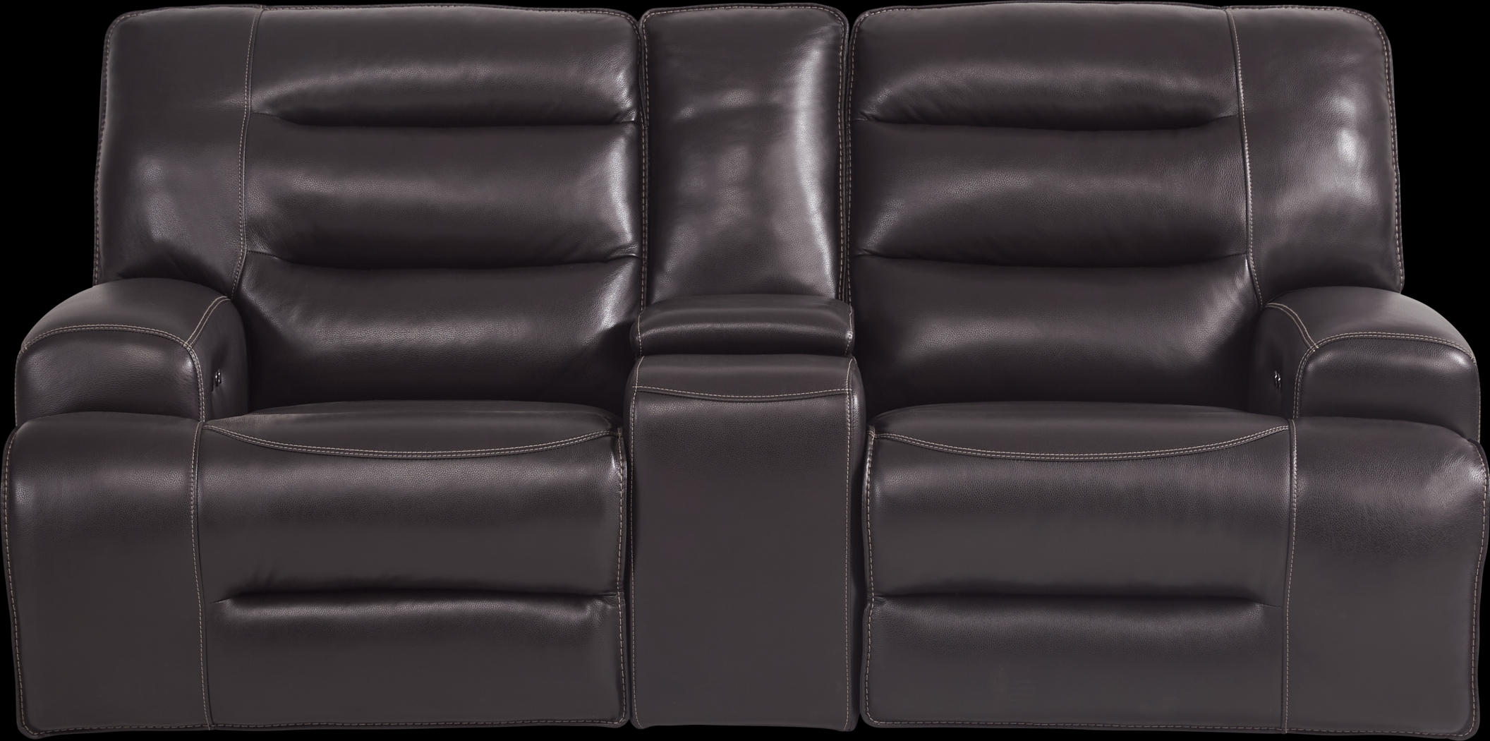 Davoli Black Leather Dual Power Reclining Loveseat - Thumbnail - Image 1