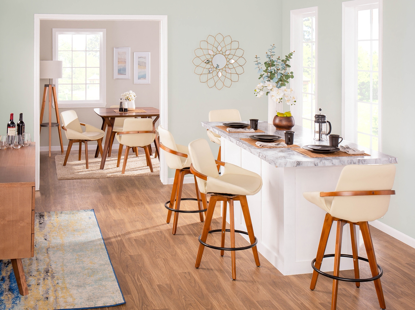 Daylilly Cream Swivel Counter Height Stool - Thumbnail - Image 5