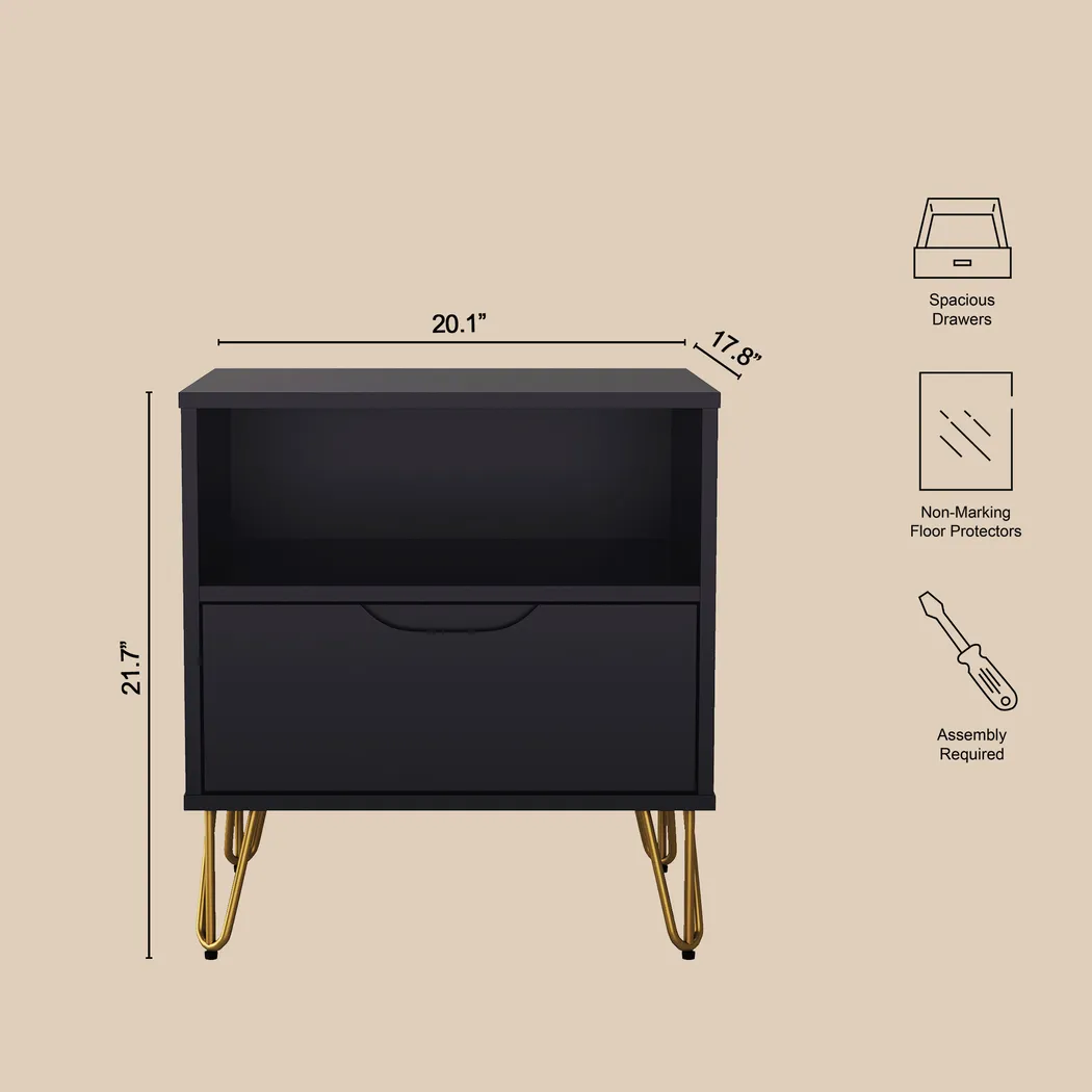 Daylo I Black Nightstand - Thumbnail - Image 6