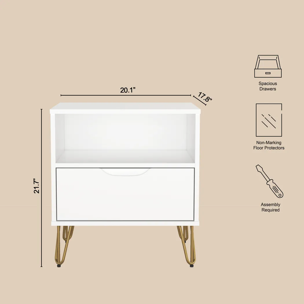 Daylo I White Nightstand - Thumbnail - Image 6