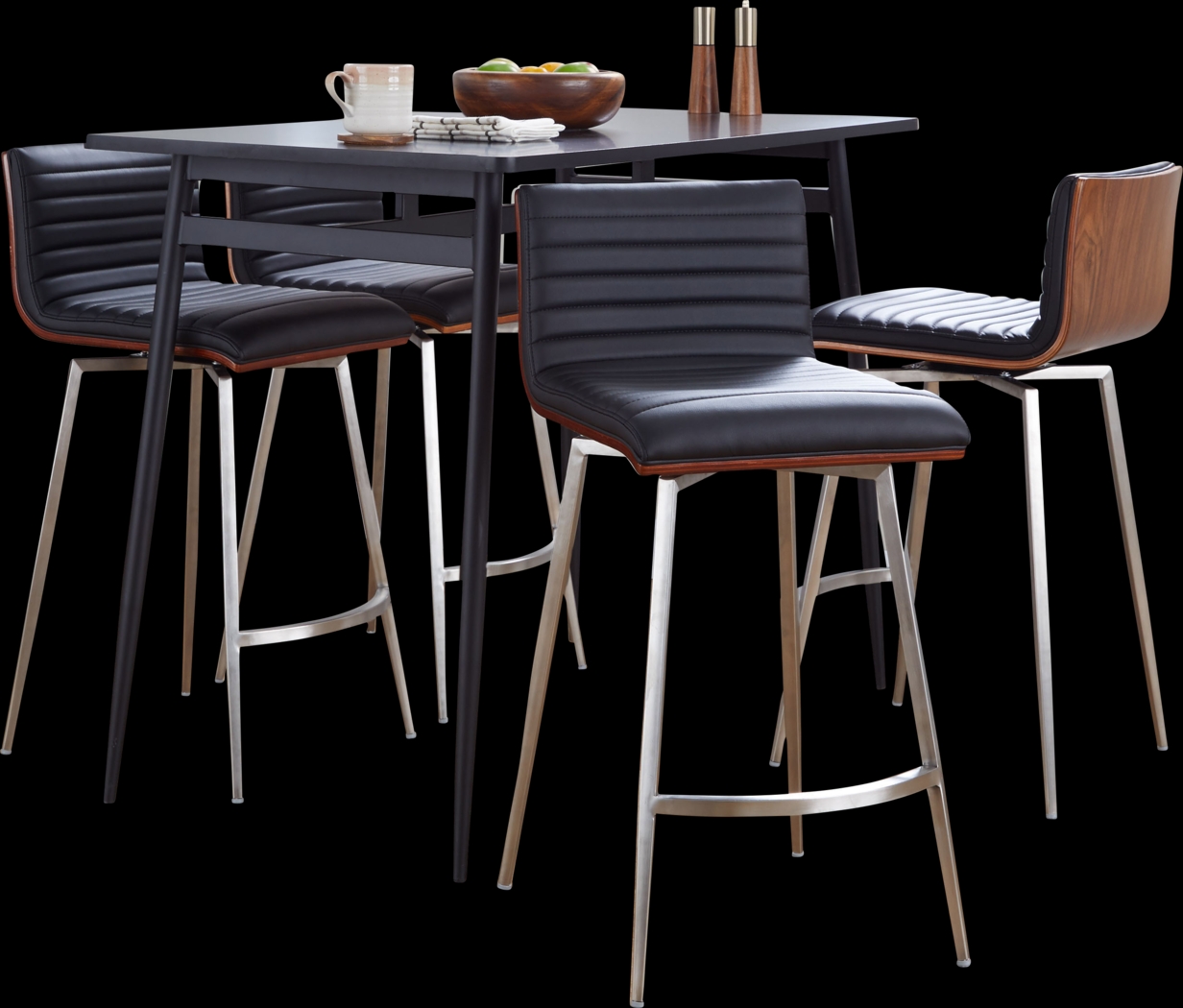 Dayze I Black Swivel 5 Pc Counter Height Dining Set - Thumbnail - Image 4