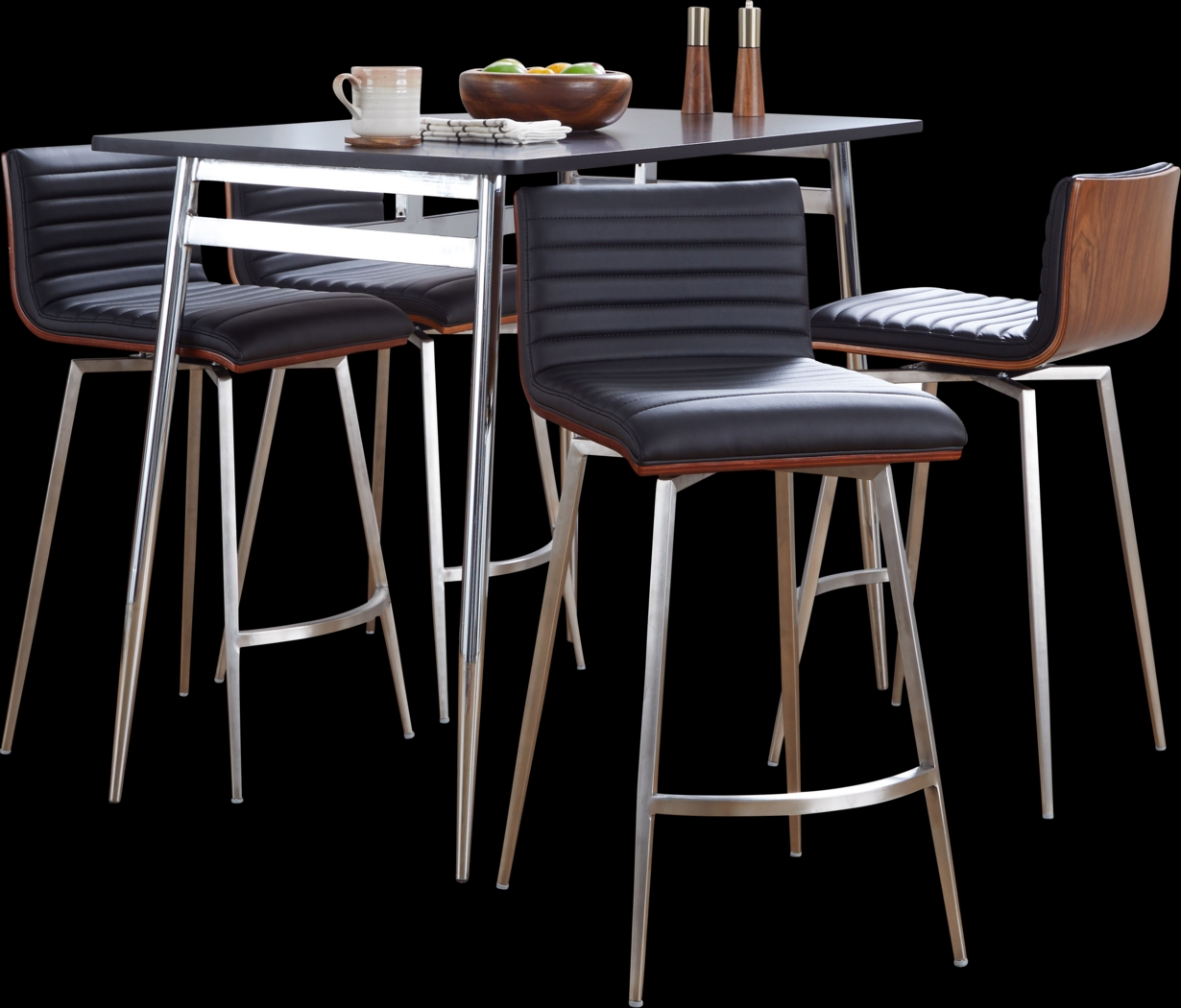 Dayze II Black Swivel 5 Pc Counter Height Dining Set - Thumbnail - Image 4