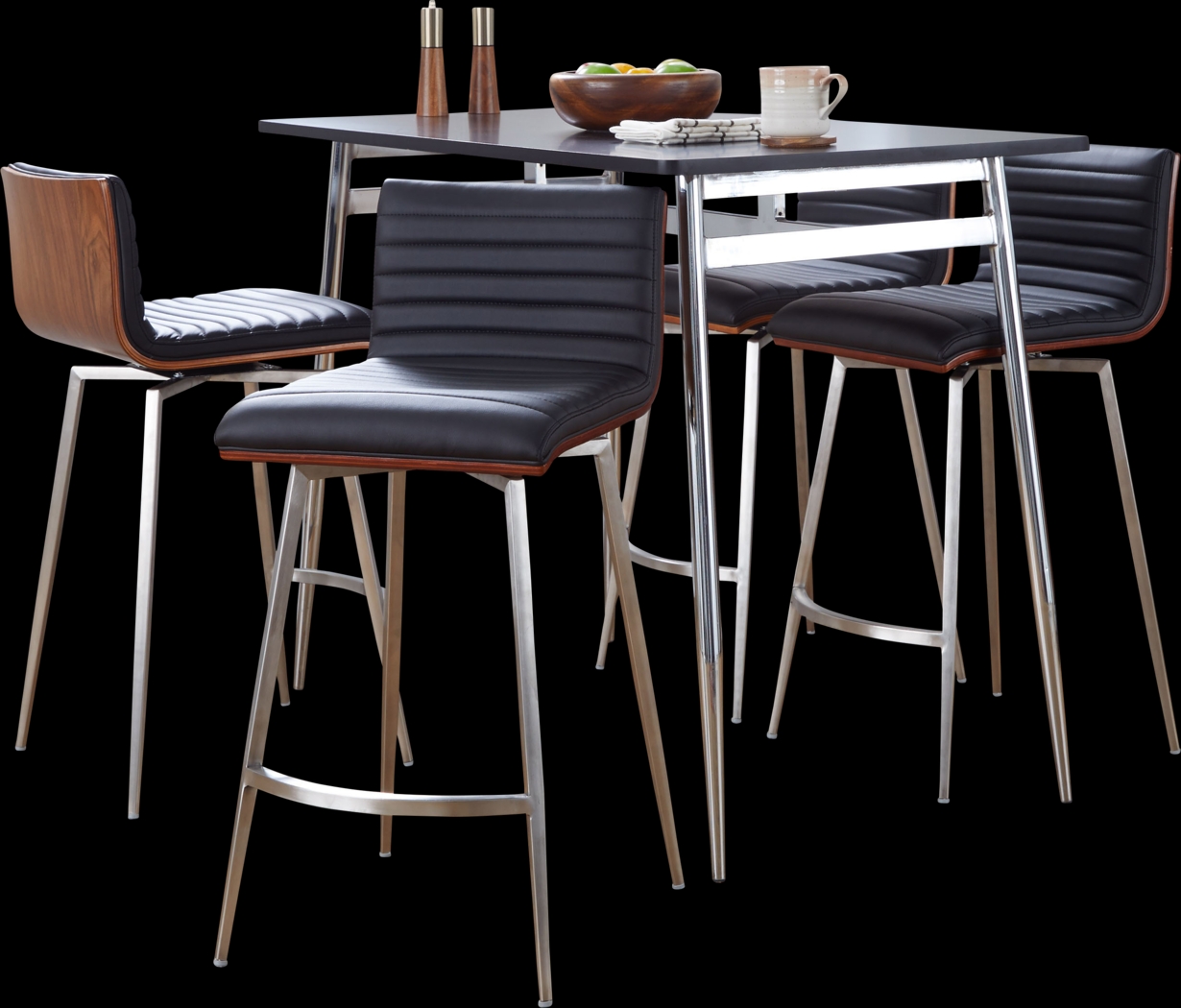 Dayze II Black Swivel 5 Pc Counter Height Dining Set - Thumbnail - Image 1