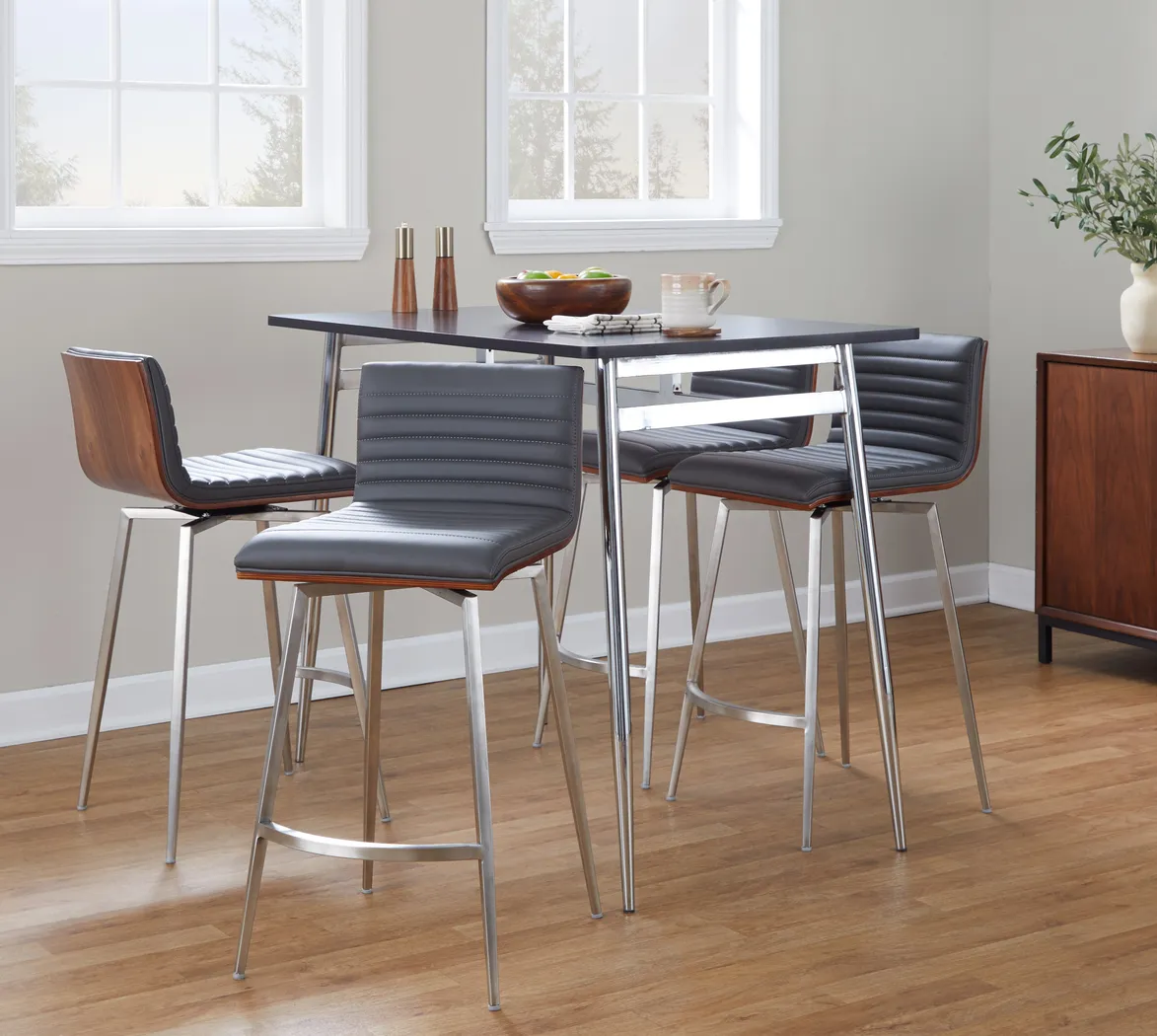 Dayze II Gray Swivel 5 Pc Counter Height Dining Set - Thumbnail - Image 2