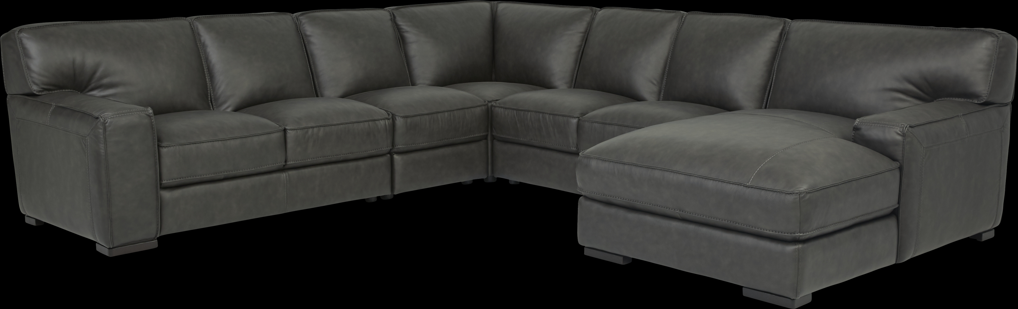 Cindy Crawford Home Deangelo Dark Gray Leather 5 Pc Sectional - Thumbnail - Image 1