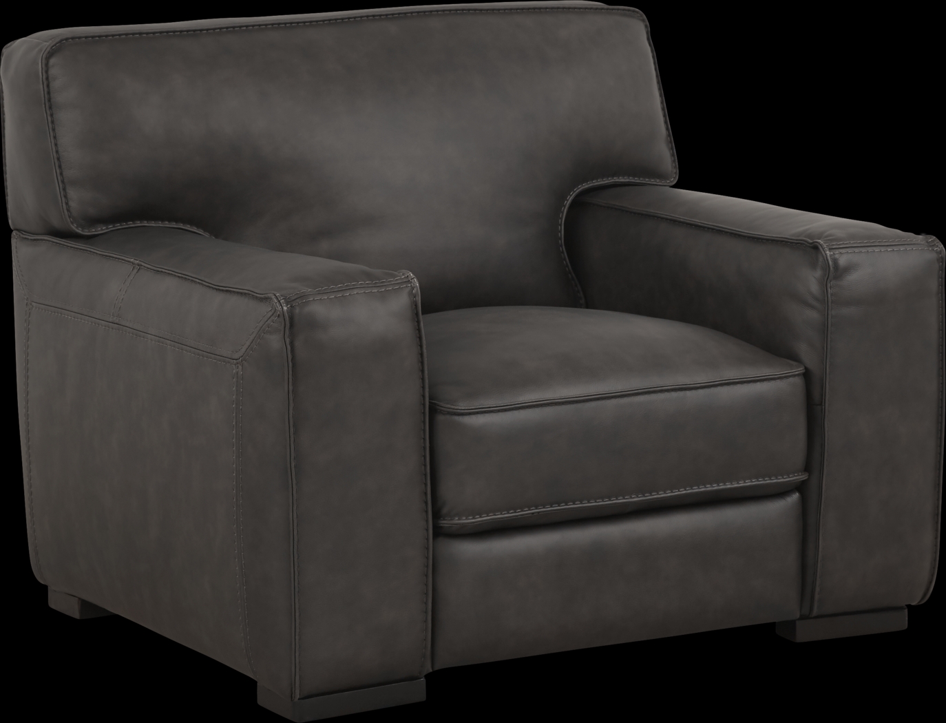 Cindy Crawford Home Deangelo Dark Gray Leather Chair - Thumbnail - Image 1