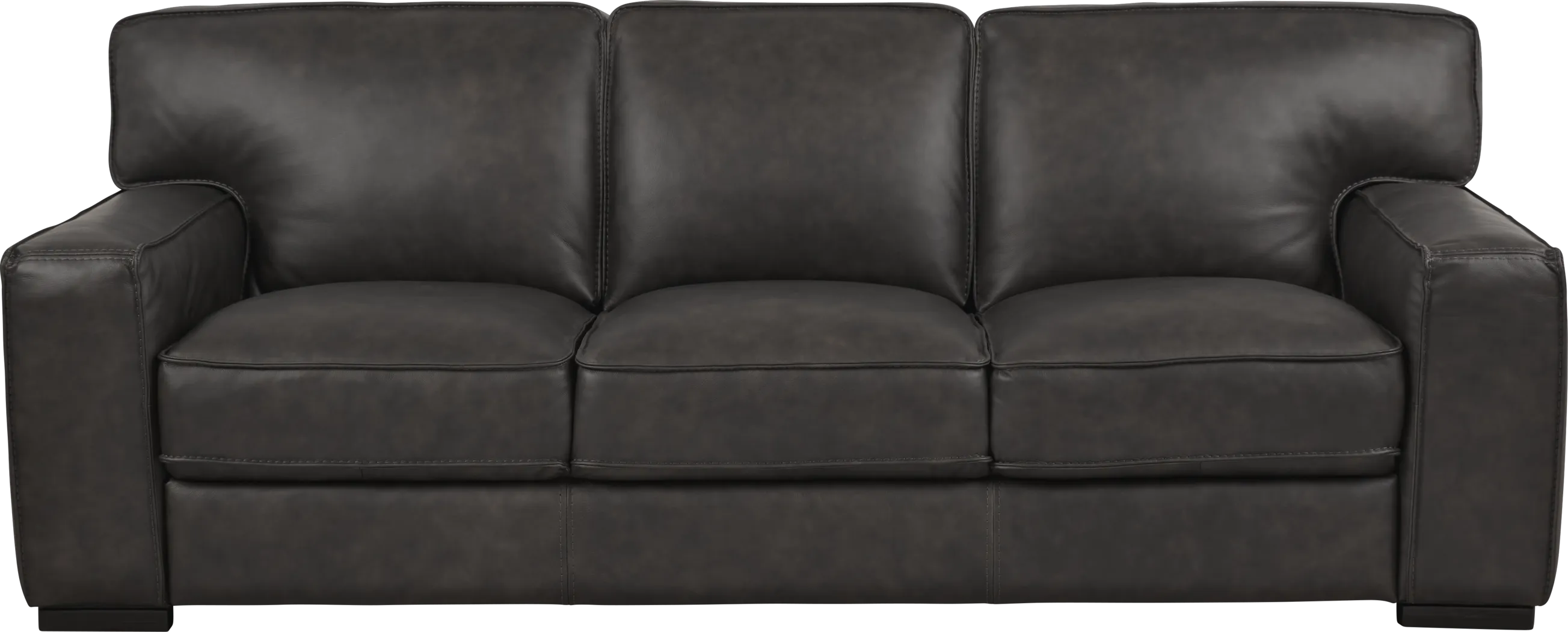 Cindy Crawford Home Deangelo Dark Gray Leather Sofa - Thumbnail - Image 1