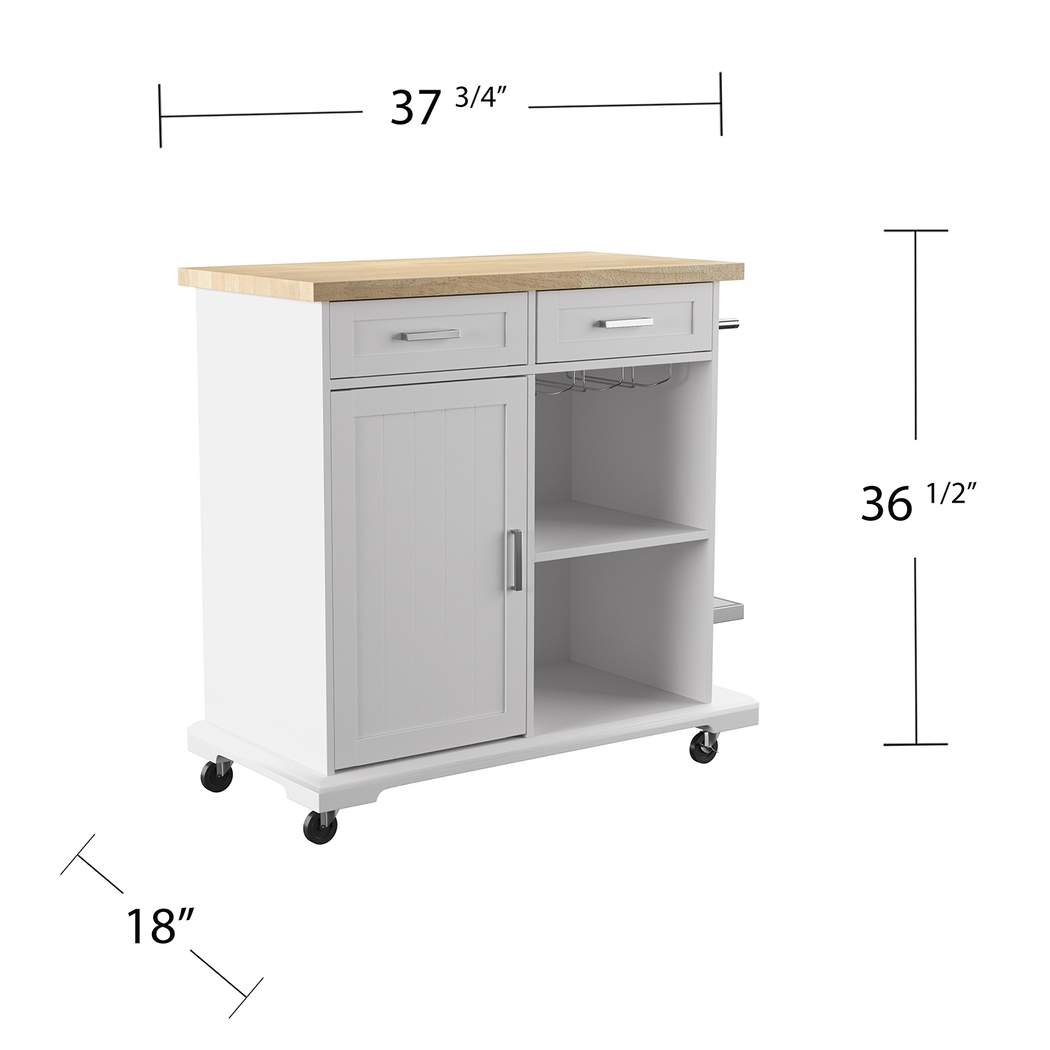 Deblyn White Kitchen Cart - Thumbnail - Image 8