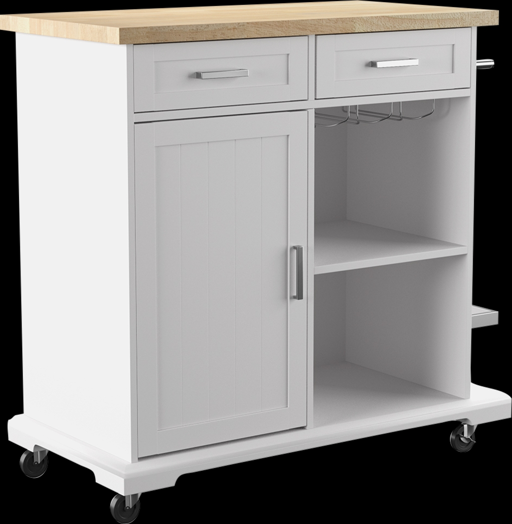 Deblyn White Kitchen Cart - Thumbnail - Image 1