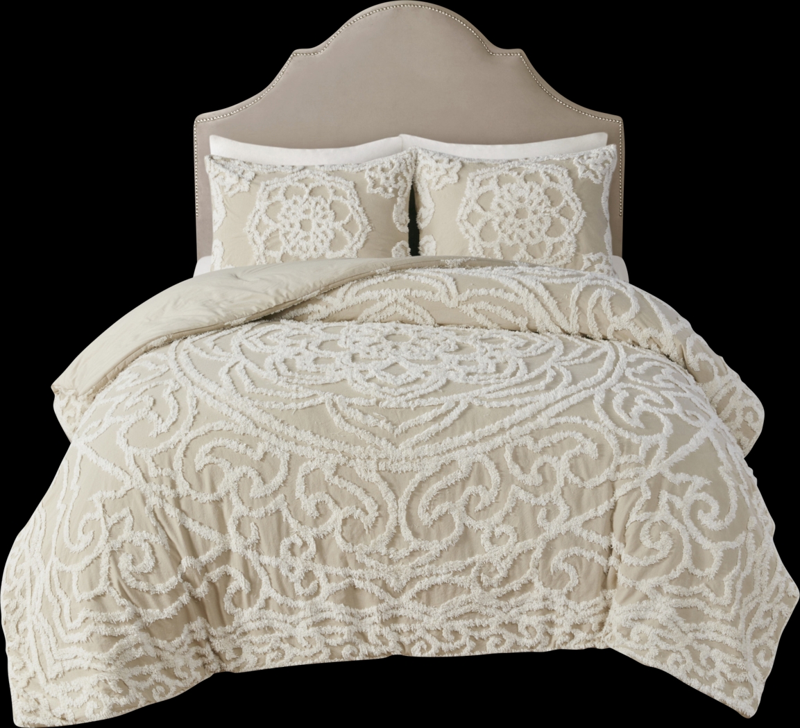 Decoty Taupe 3 Pc Full/Queen Comforter Set - Thumbnail - Image 6