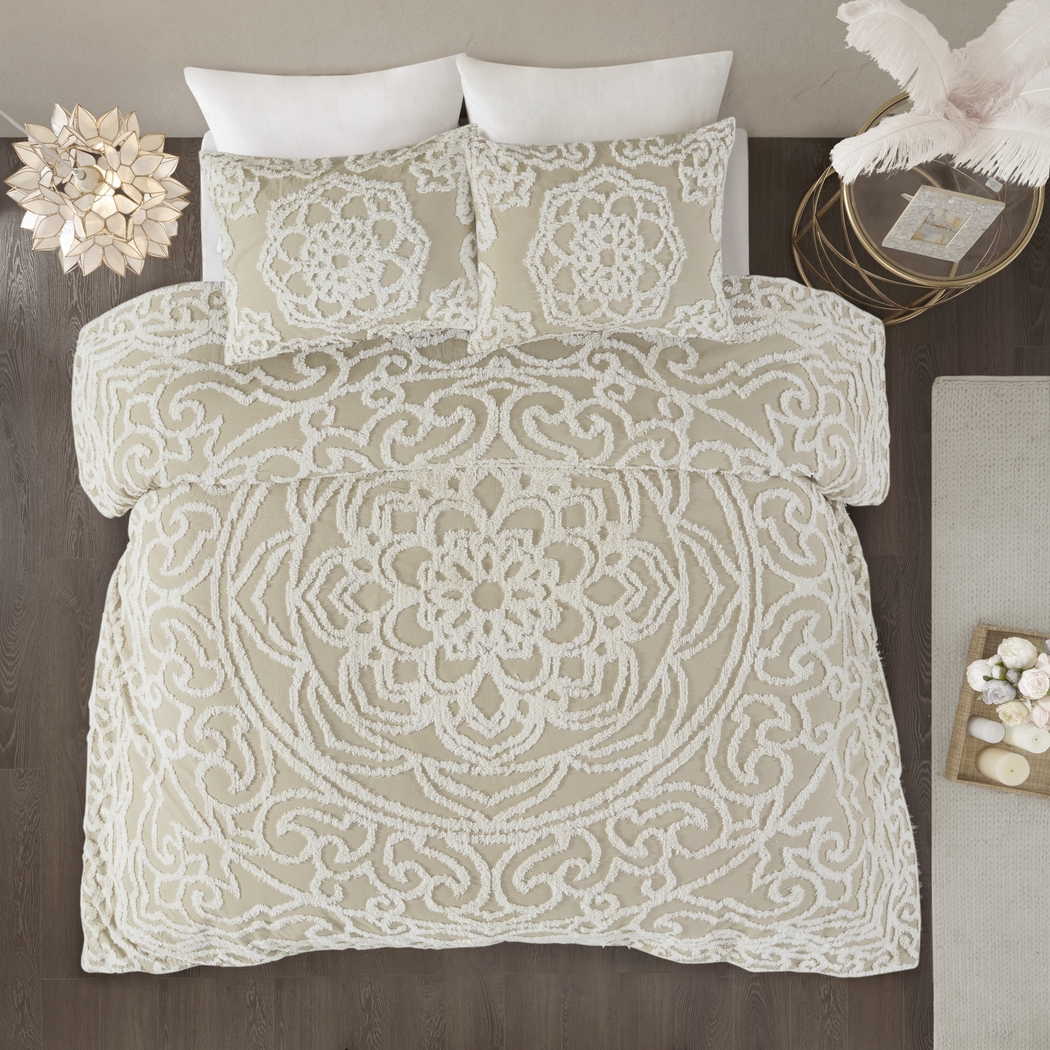 Decoty Taupe 3 Full/Queen Coverlet Set - Thumbnail - Image 3