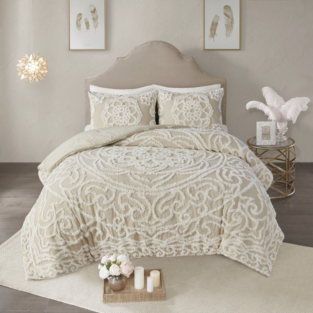 Decoty Taupe 3 Pc King/California King Comforter Set - Thumbnail - Image 2