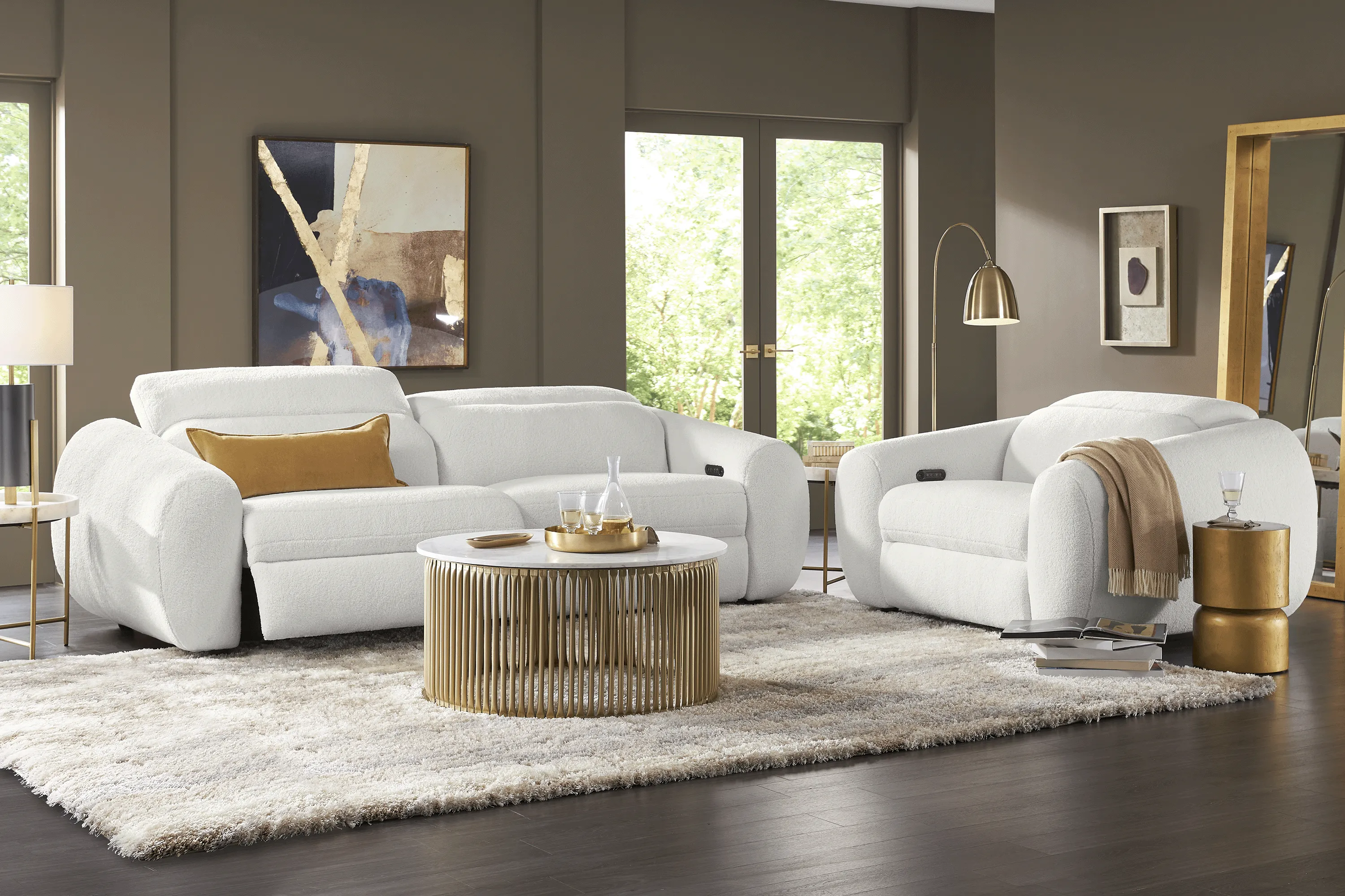 Deerfield White 2 Pc Dual Power Reclining Living Room - Thumbnail - Image 1