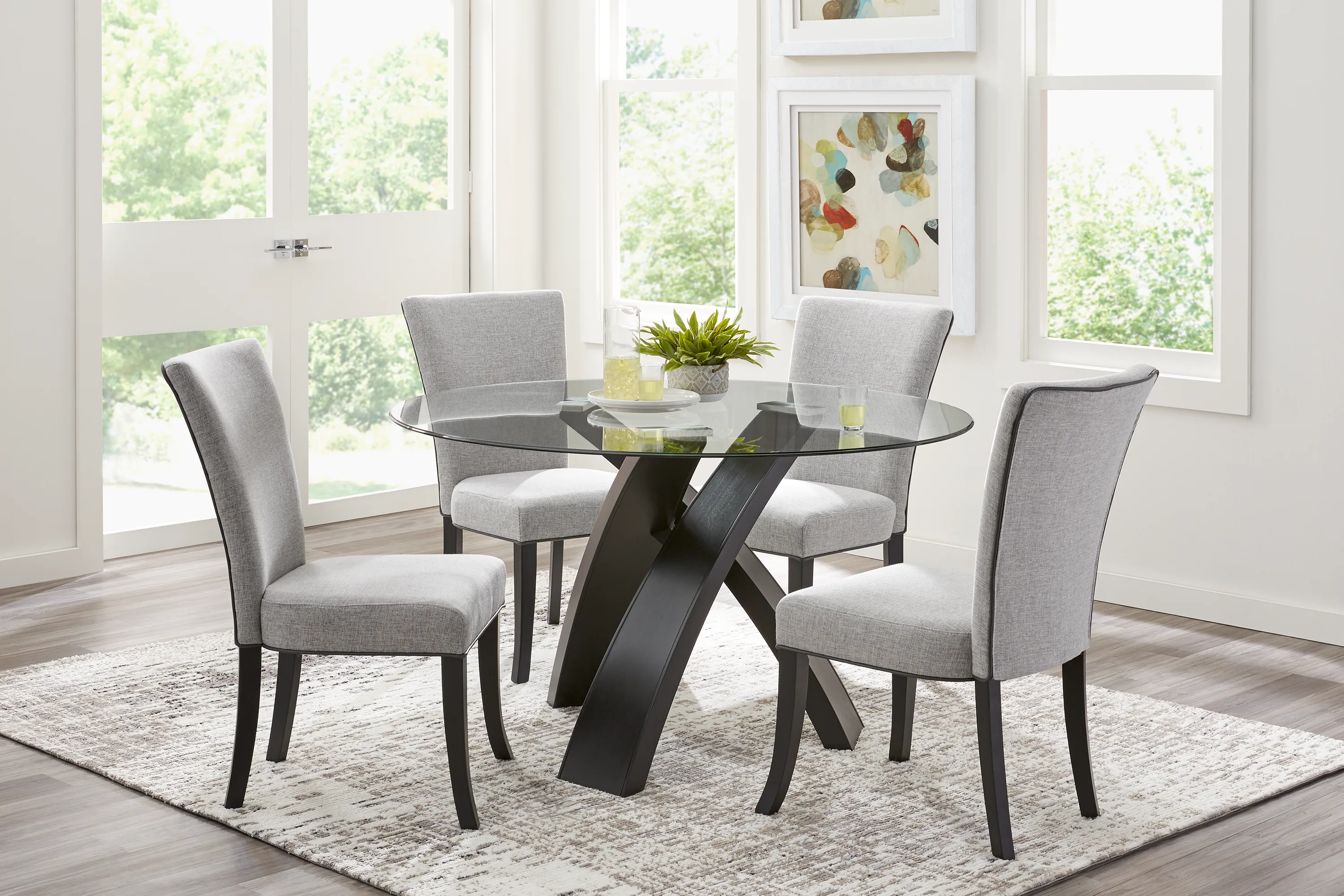 Del Mar Ebony 5 Pc Round Dining Set with Gray Chairs - Thumbnail - Image 1