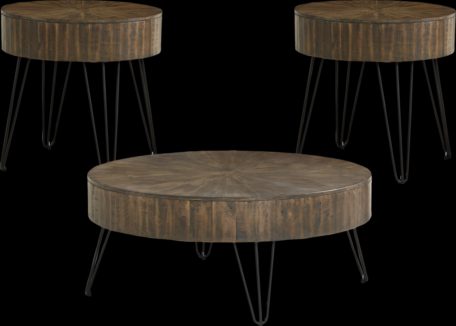 Del Sol Brown 3 Pc Round Occasional Table Set - Thumbnail - Image 1