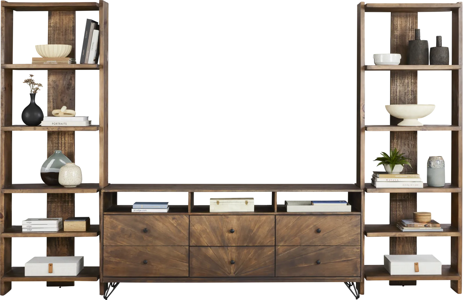 Del Sol Brown 3 Pc Wall Unit with 71 in. Console - Thumbnail - Image 2