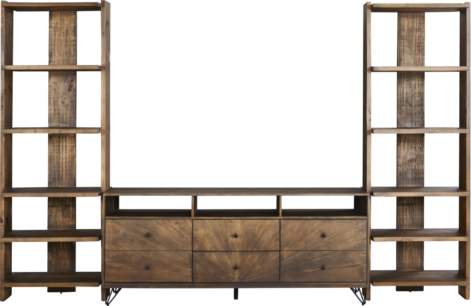 Del Sol Brown 3 Pc Wall Unit with 71 in. Console - Thumbnail - Image 1