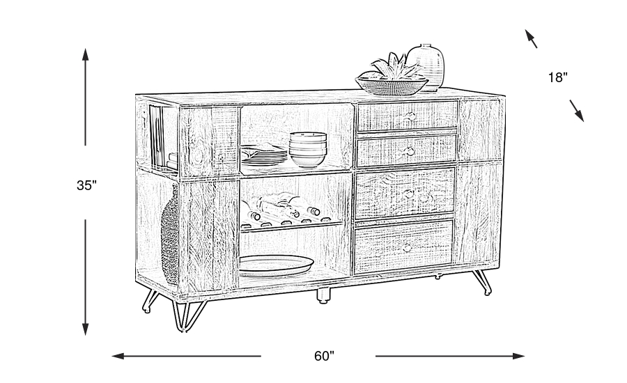Dimension Image. Please refer to the Dimension Tab on this page for dimension details.