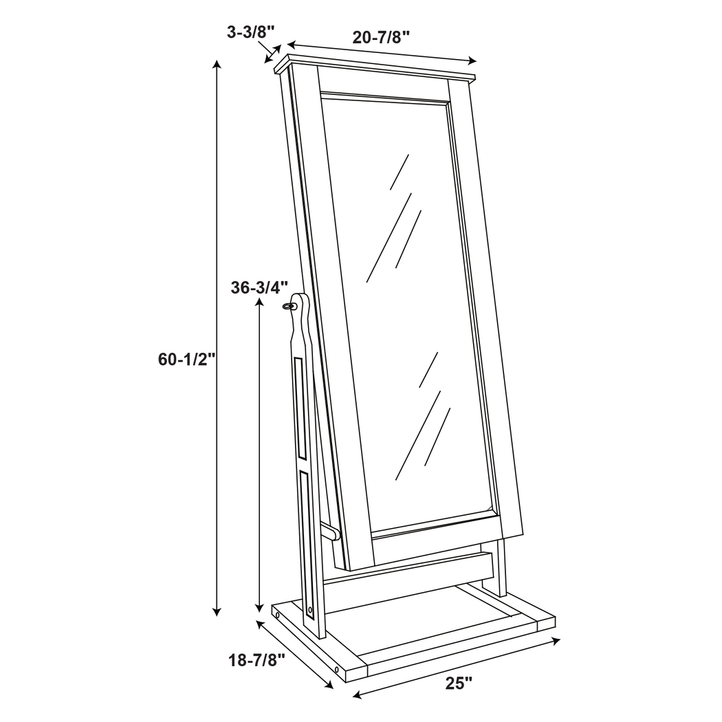 Delafield Brown Cheval Jewelry Armoire - Thumbnail - Image 11