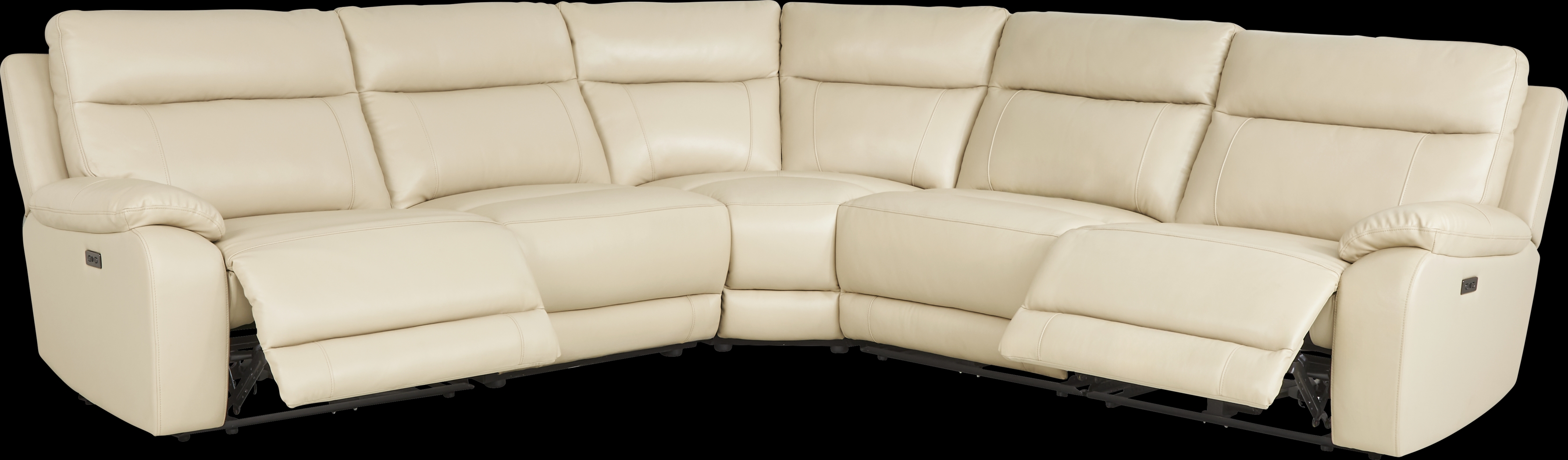 Delaney Point Beige Leather 5 Pc Power Reclining Sectional - Thumbnail - Image 1