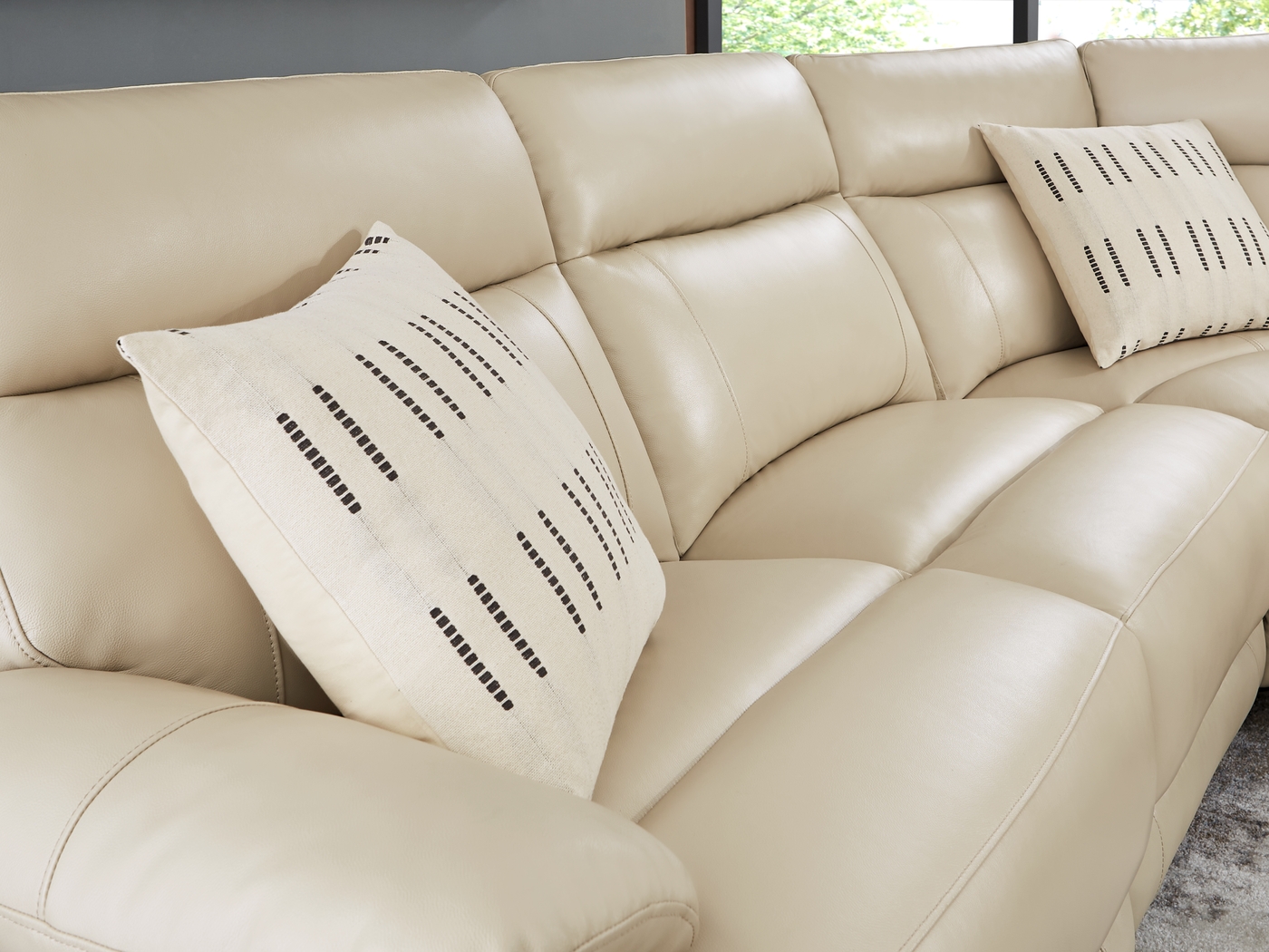 Delaney Point Beige Leather 5 Pc Power Reclining Sectional - Thumbnail - Image 4