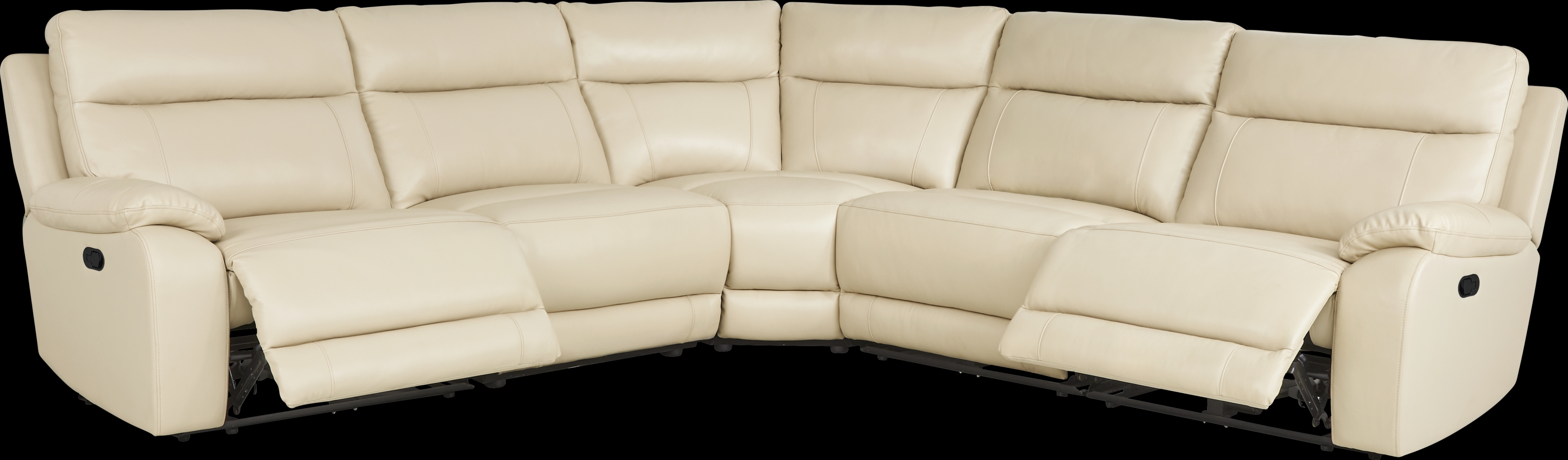 Delaney Point Beige Leather 5 Pc Reclining Sectional - Thumbnail - Image 1