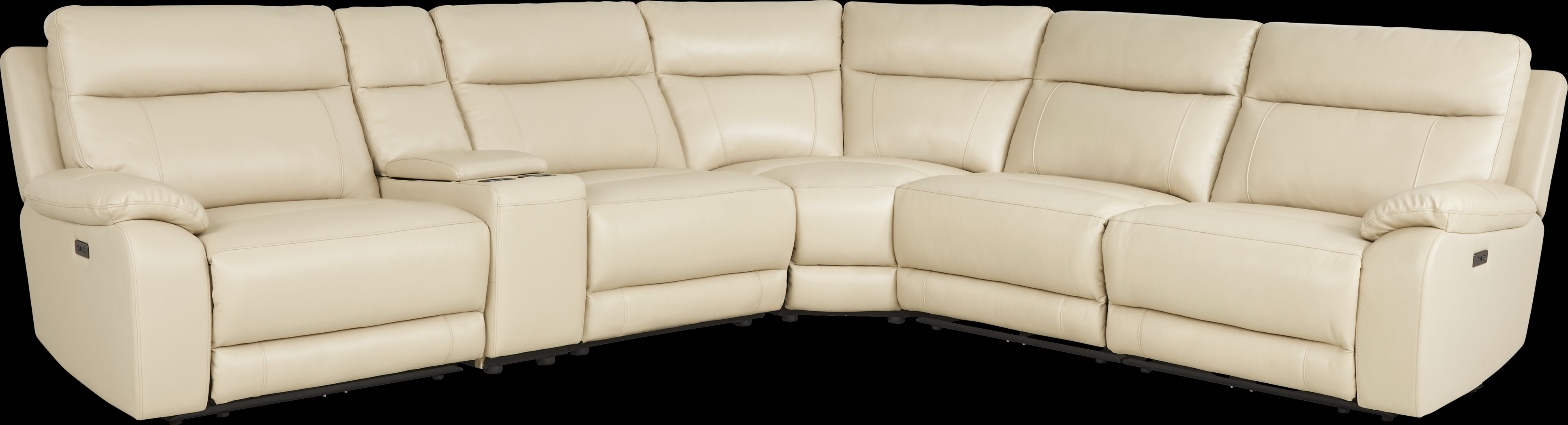 Delaney Point Beige Leather 6 Pc Power Reclining Sectional - Thumbnail - Image 3