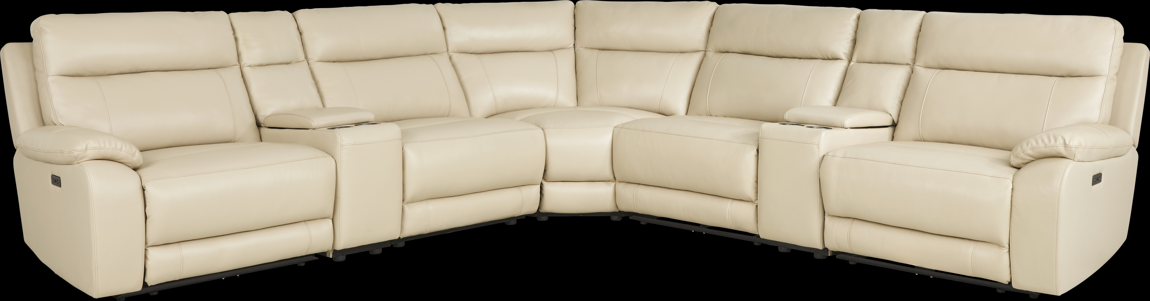Delaney Point Beige Leather 7 Pc Power Reclining Sectional - Thumbnail - Image 3