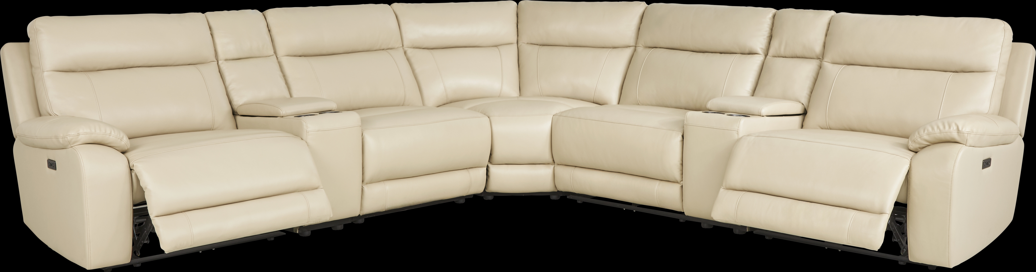 Delaney Point Beige Leather 7 Pc Power Reclining Sectional - Thumbnail - Image 1