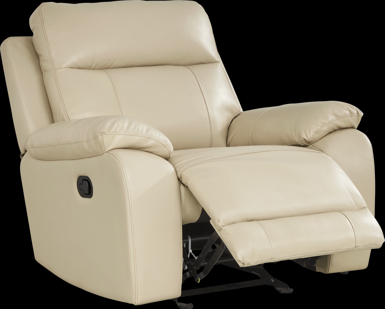 Delaney Point Beige Leather Recliner - Thumbnail - Image 1