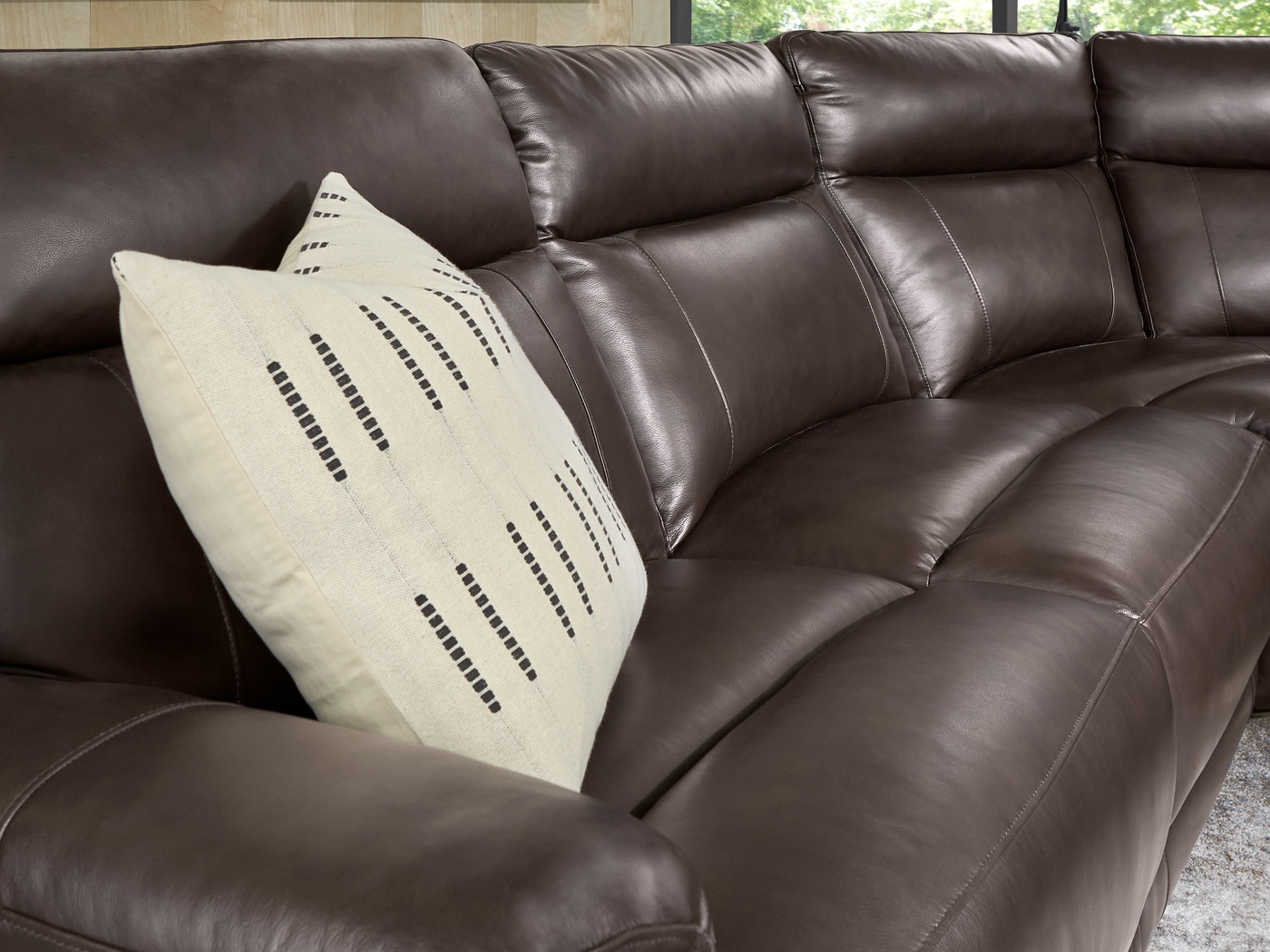 Delaney Point Brown Leather 5 Pc Power Reclining Sectional - Thumbnail - Image 4