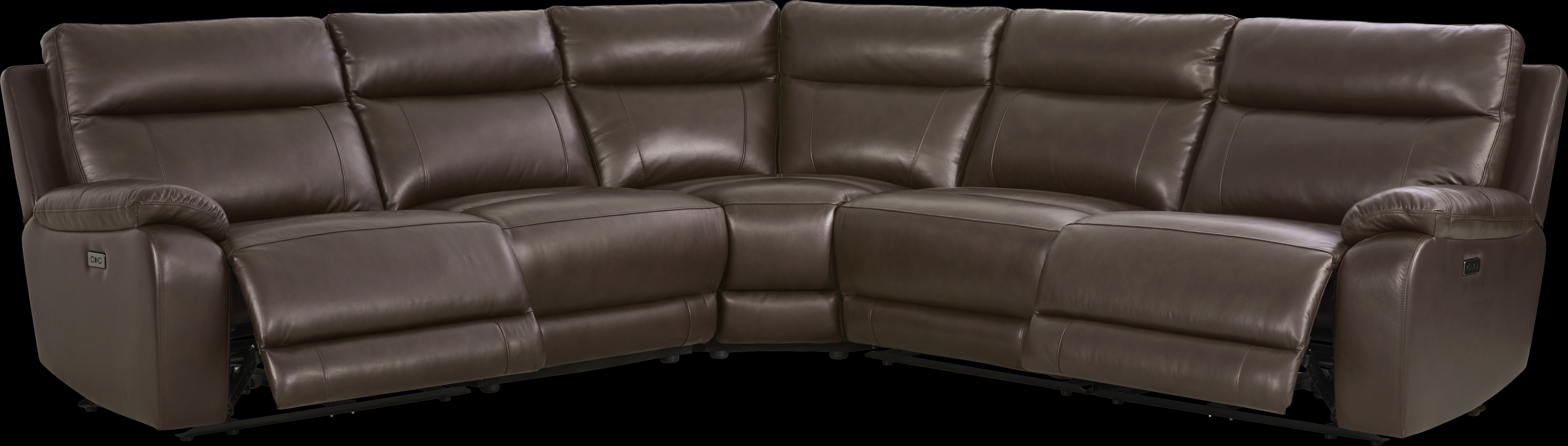 Delaney Point Brown Leather 5 Pc Power Reclining Sectional - Thumbnail - Image 1