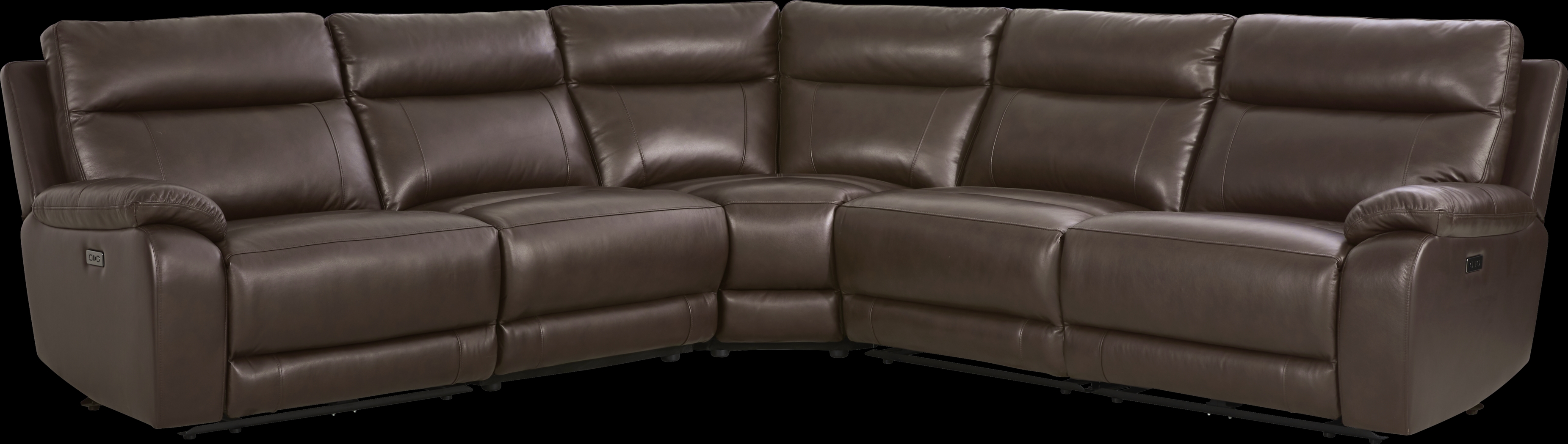 Delaney Point Brown Leather 5 Pc Power Reclining Sectional - Thumbnail - Image 3