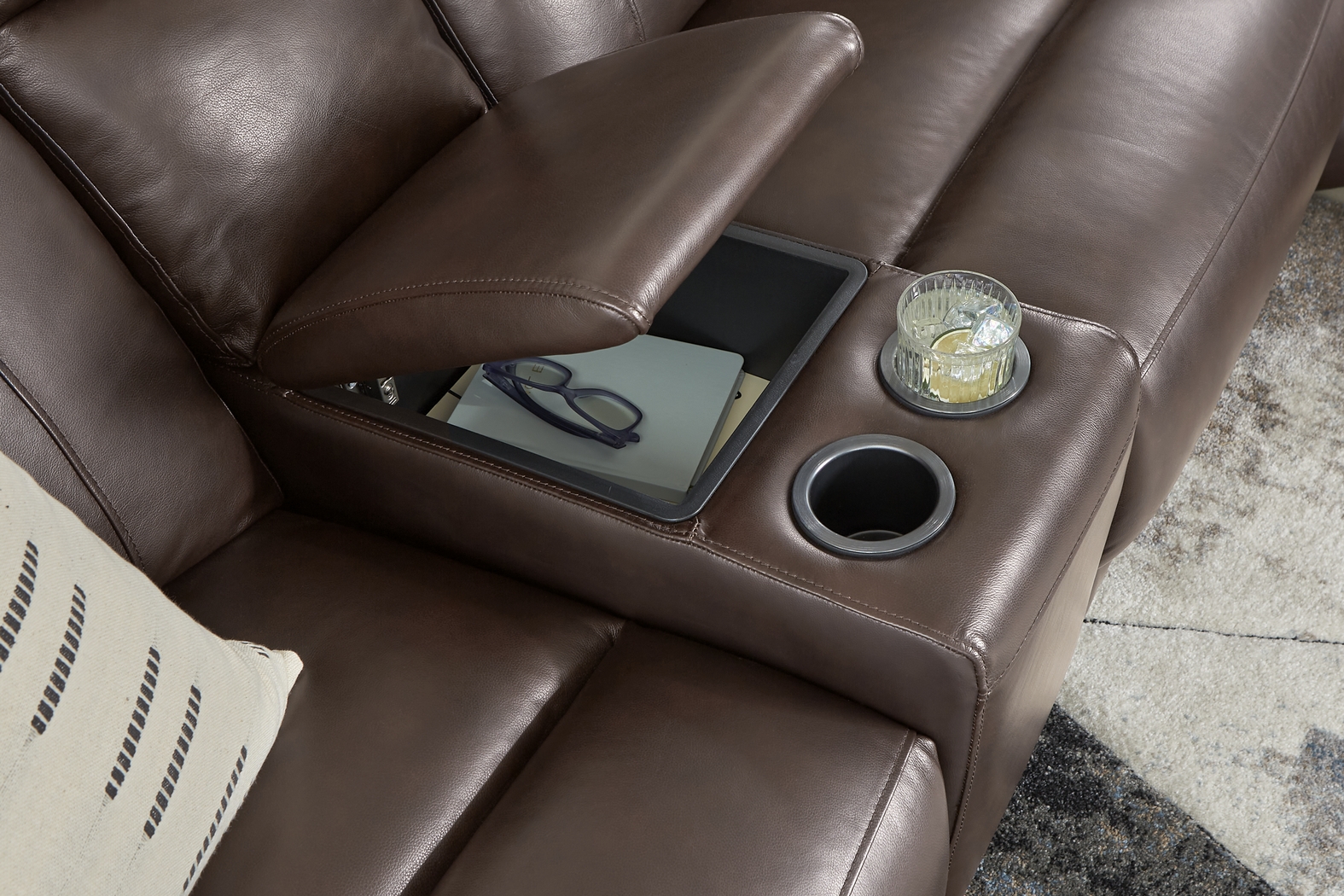 Delaney Point Brown Leather 6 Pc Power Reclining Sectional - Thumbnail - Image 4