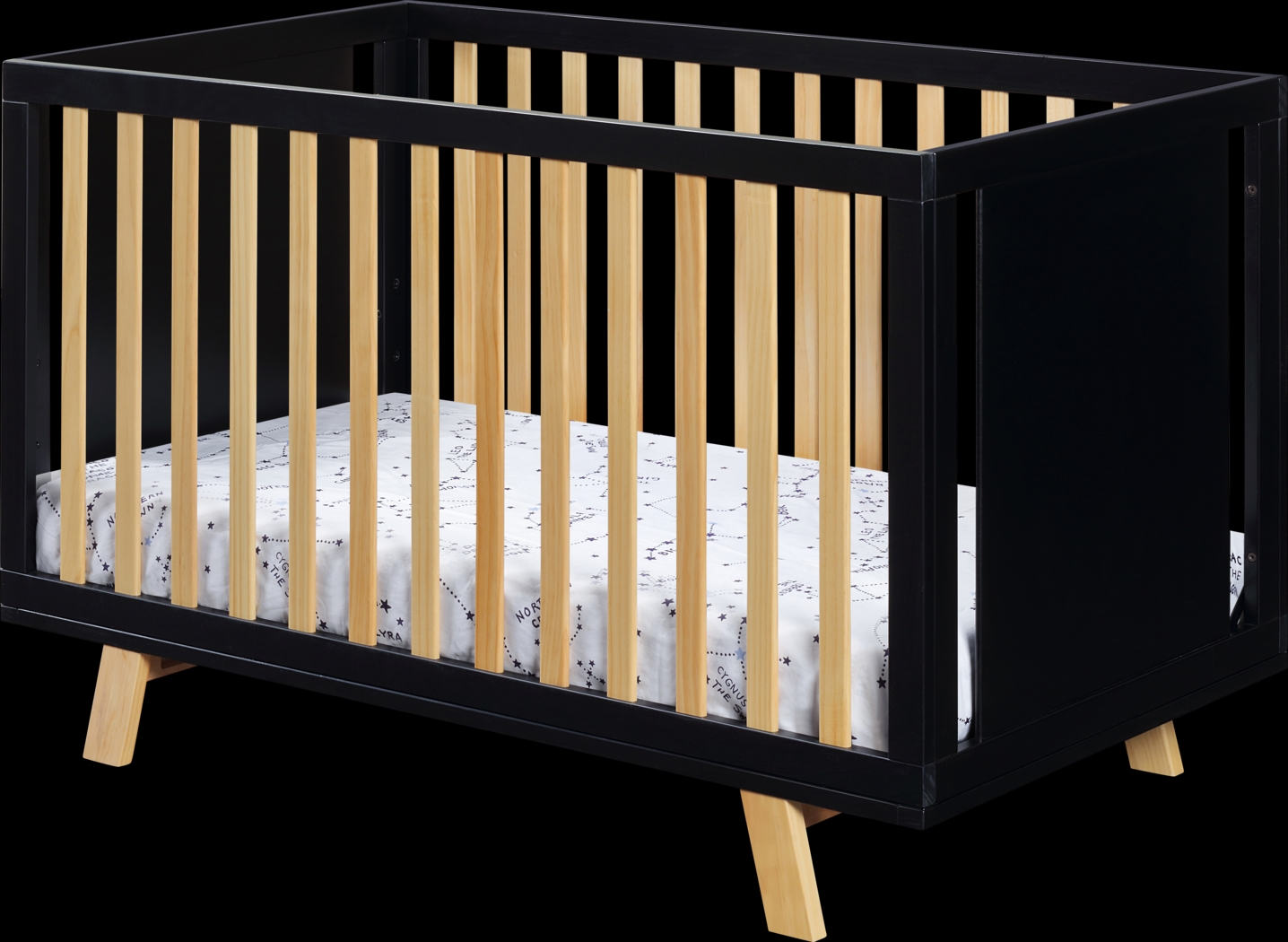 Kids Delavan Black/Natural Crib - Thumbnail - Image 1