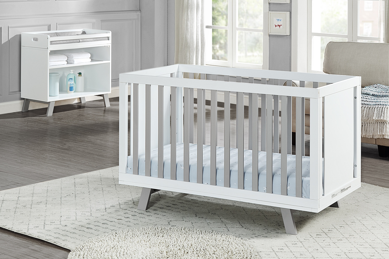 Kids Delavan White/Gray Crib - Thumbnail - Image 5