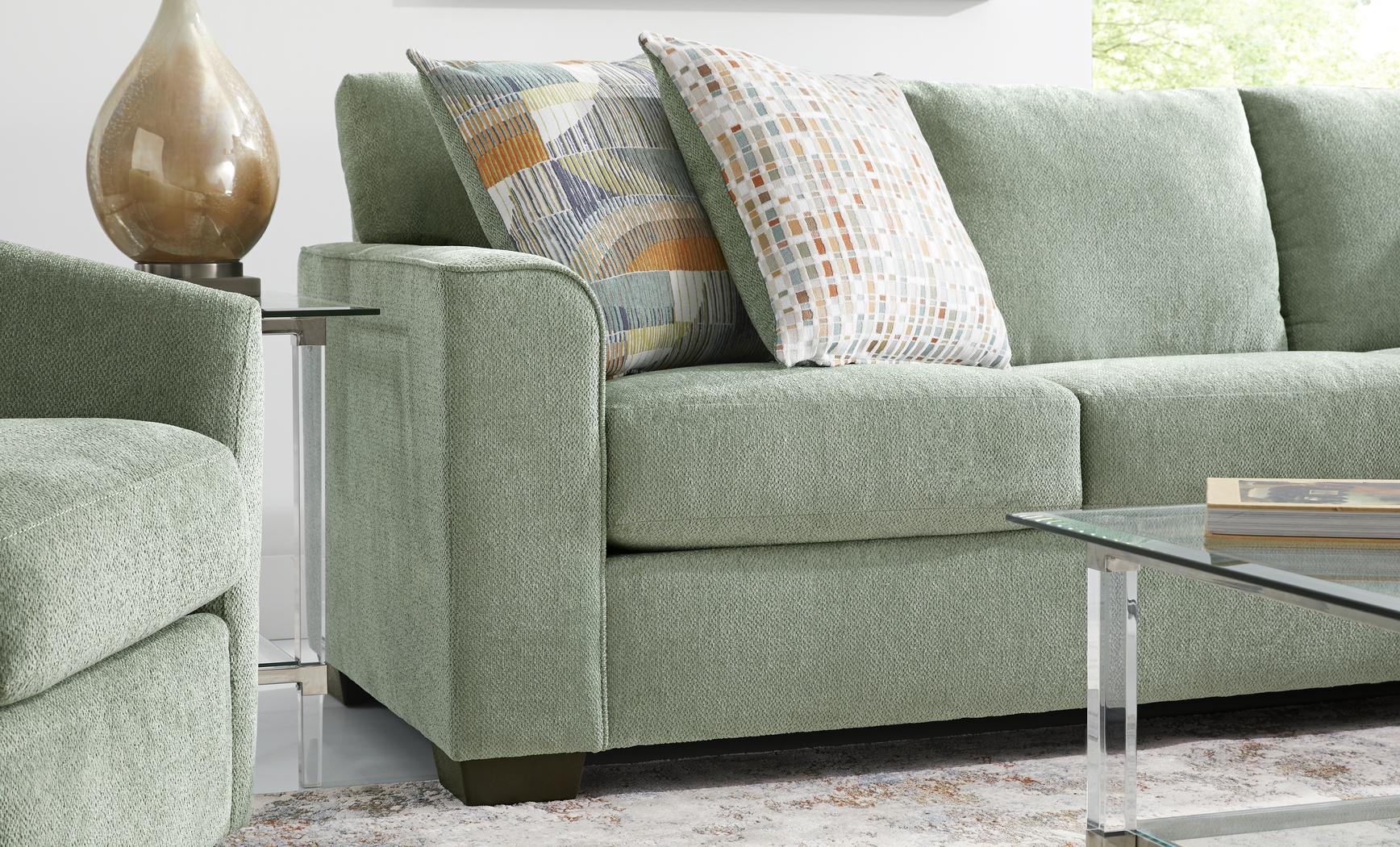 Delcrest Green 2 Pc Gel Foam Sleeper Sectional - Thumbnail - Image 3