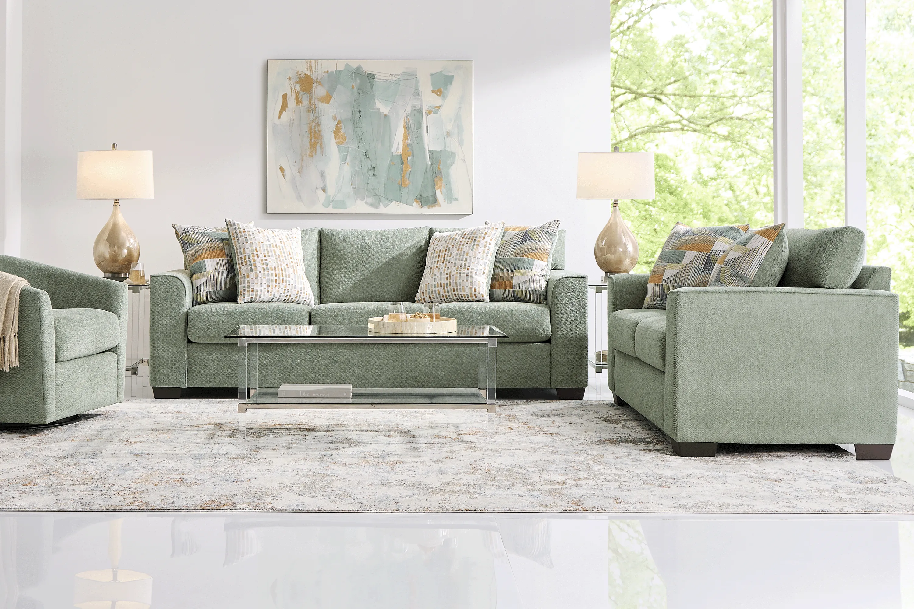 Delcrest Green 2 Pc Living Room - Thumbnail - Image 1