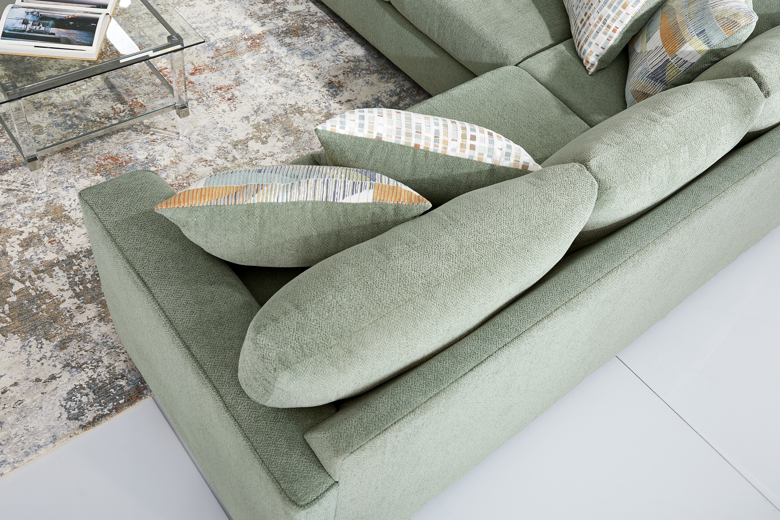 Delcrest Green 5 Pc Sleeper Sectional Living Room - Thumbnail - Image 5