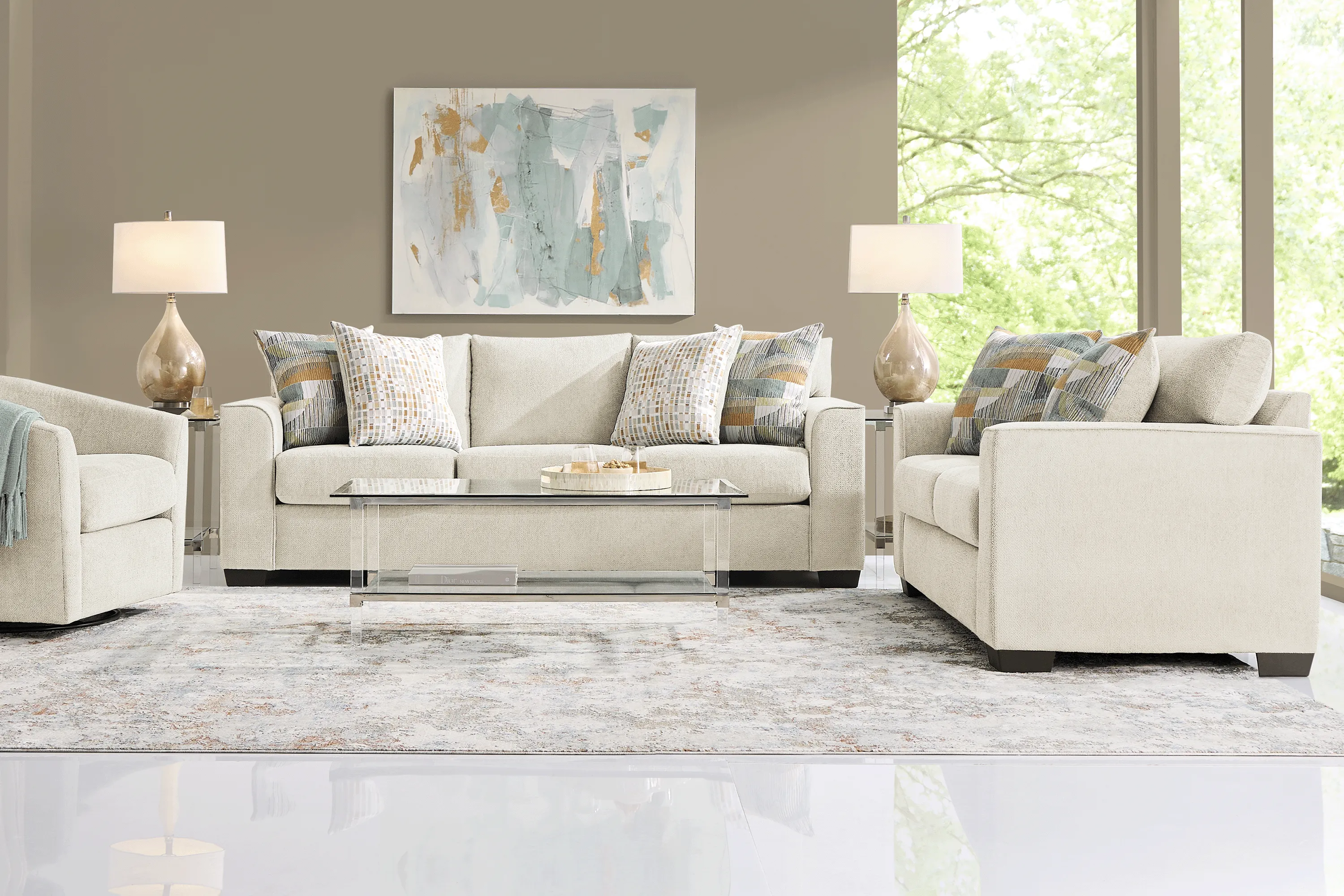 Delcrest White 7 Pc Living Room - Thumbnail - Image 1